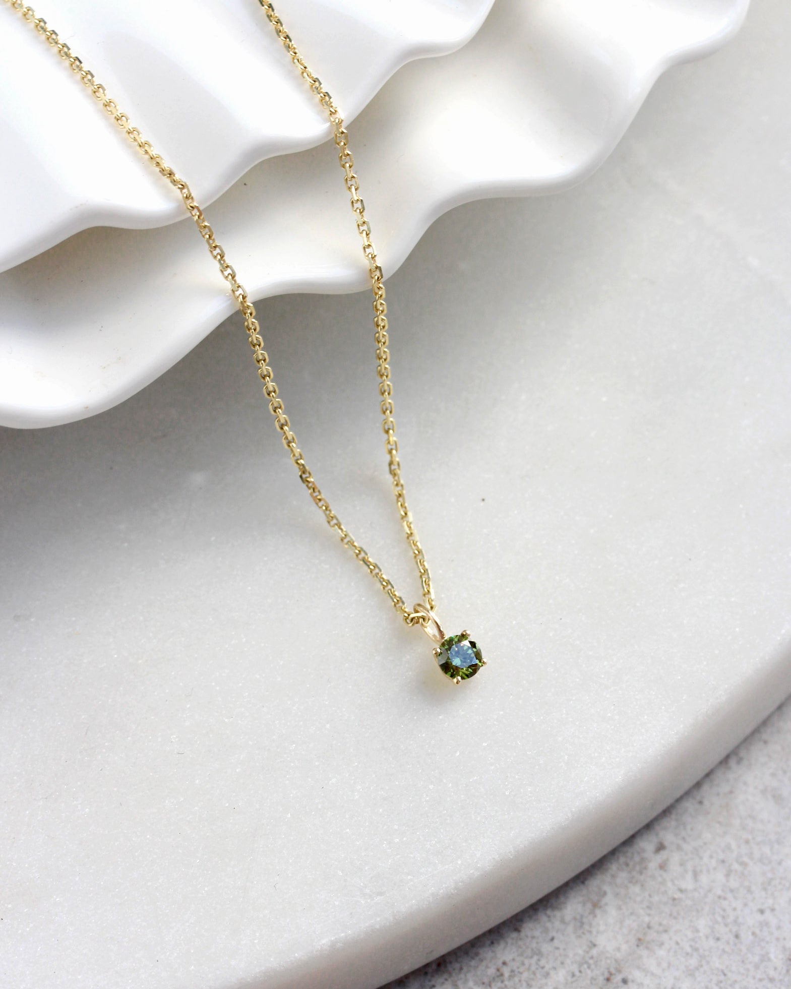 0.30CT Green Lab Diamond Round Charm, charm, pendant, necklace, green, green lab diamond, round.