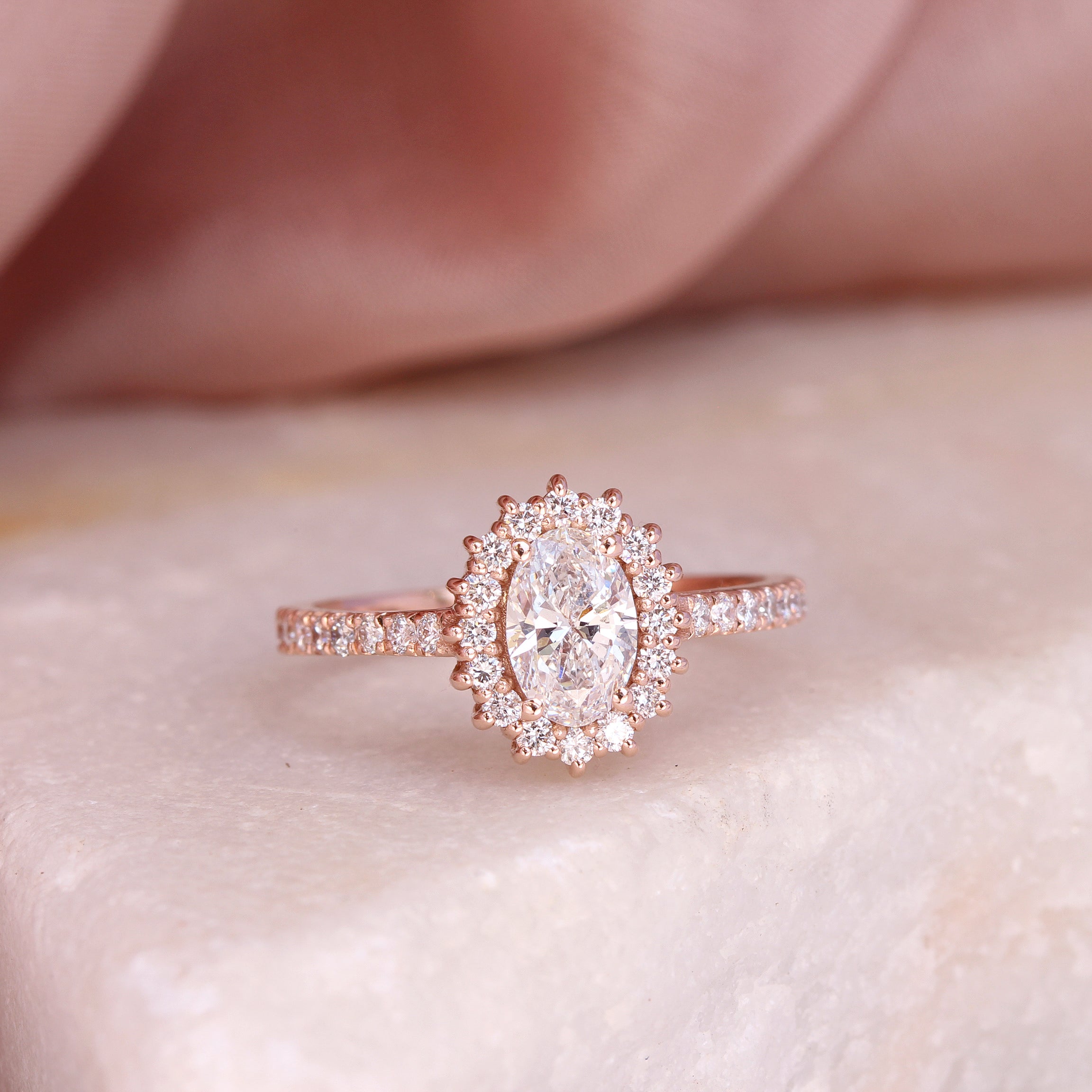 Oval Diamond Halo Engagement Ring "Nia" ♥