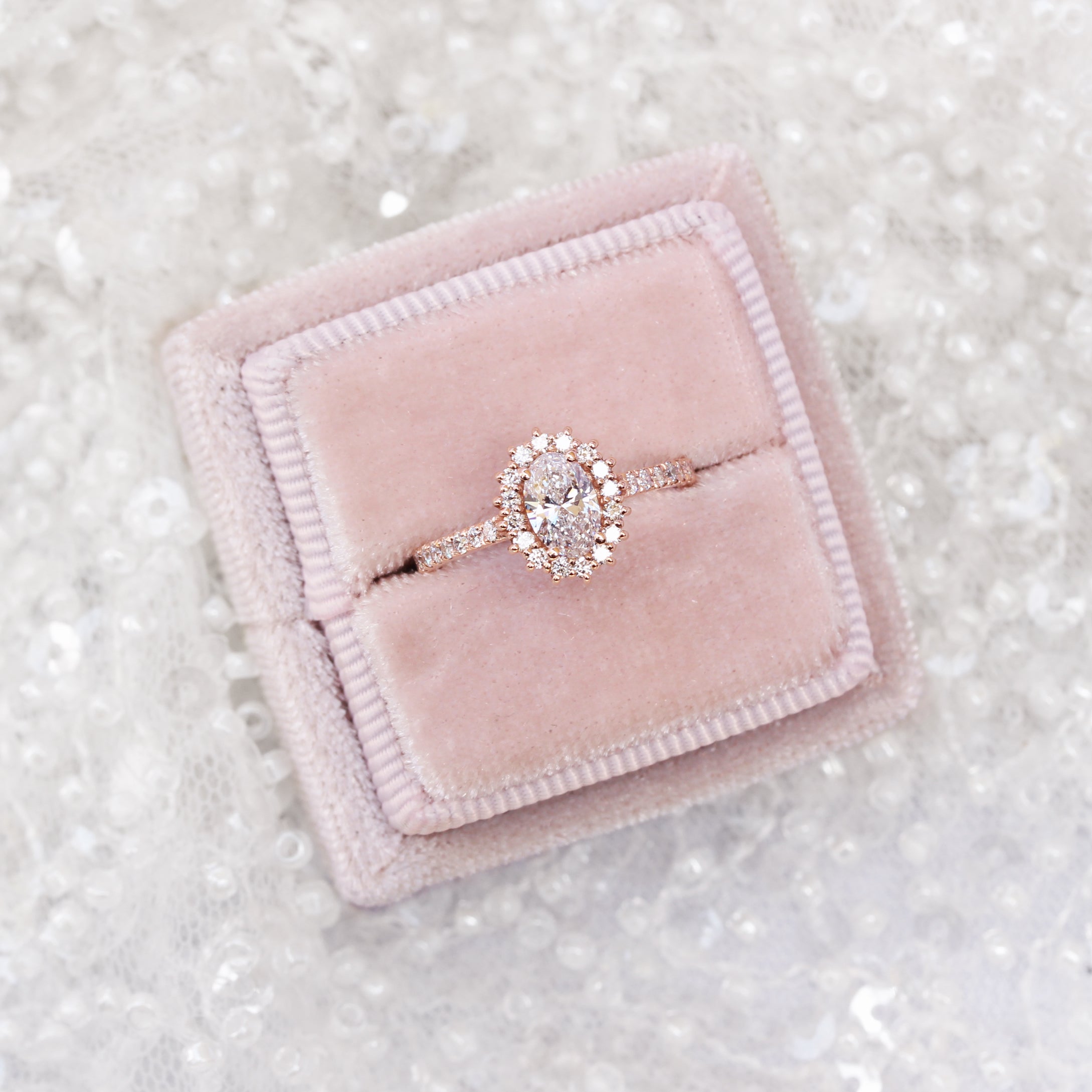 Oval Diamond Halo Engagement Ring "Nia" ♥
