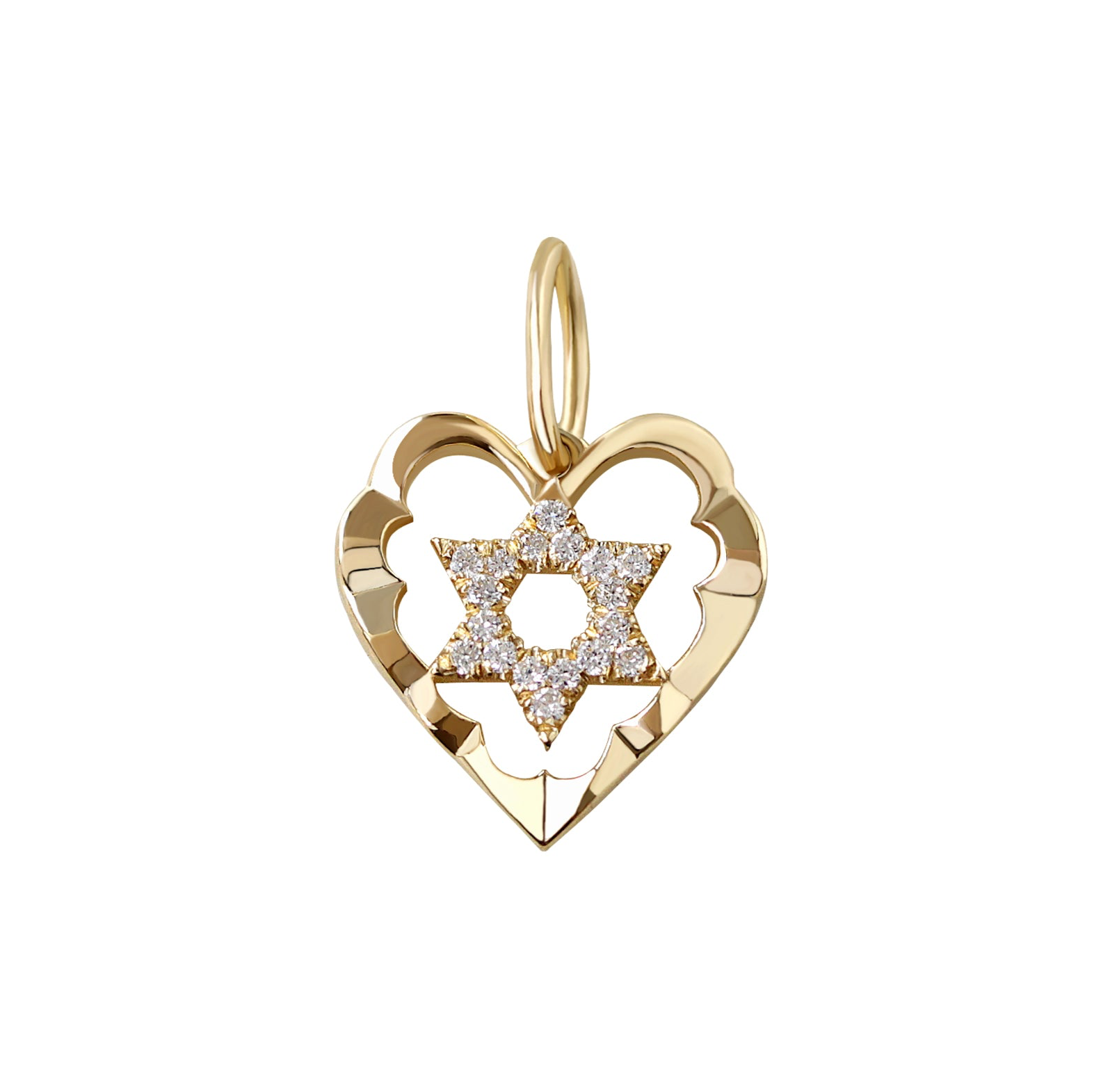 Heart Shape Pendant Diamond David Star, Magen David Necklace, Judaica Jewelry