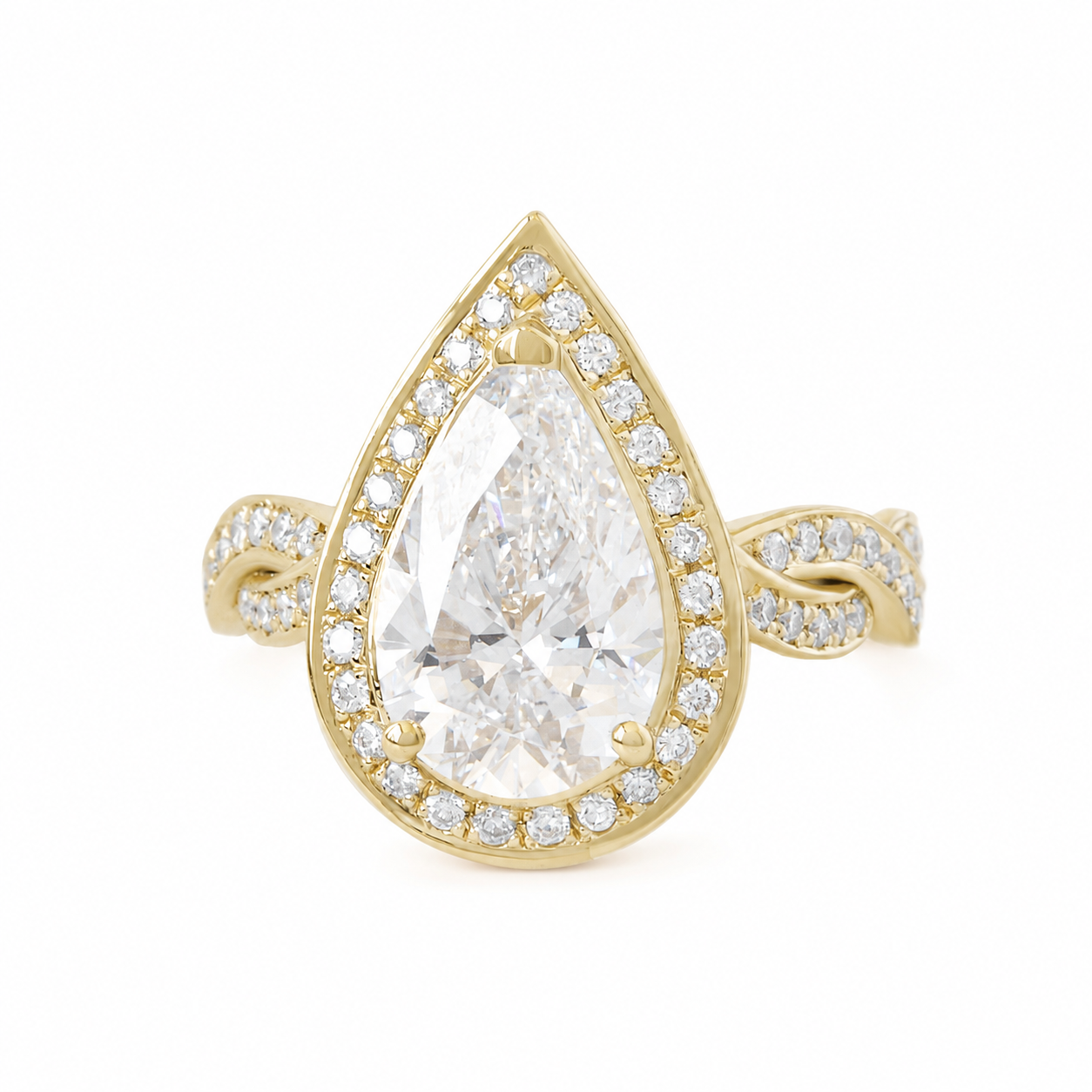 2 carat Pear Diamond Engagement Ring Twist Band, Zeus