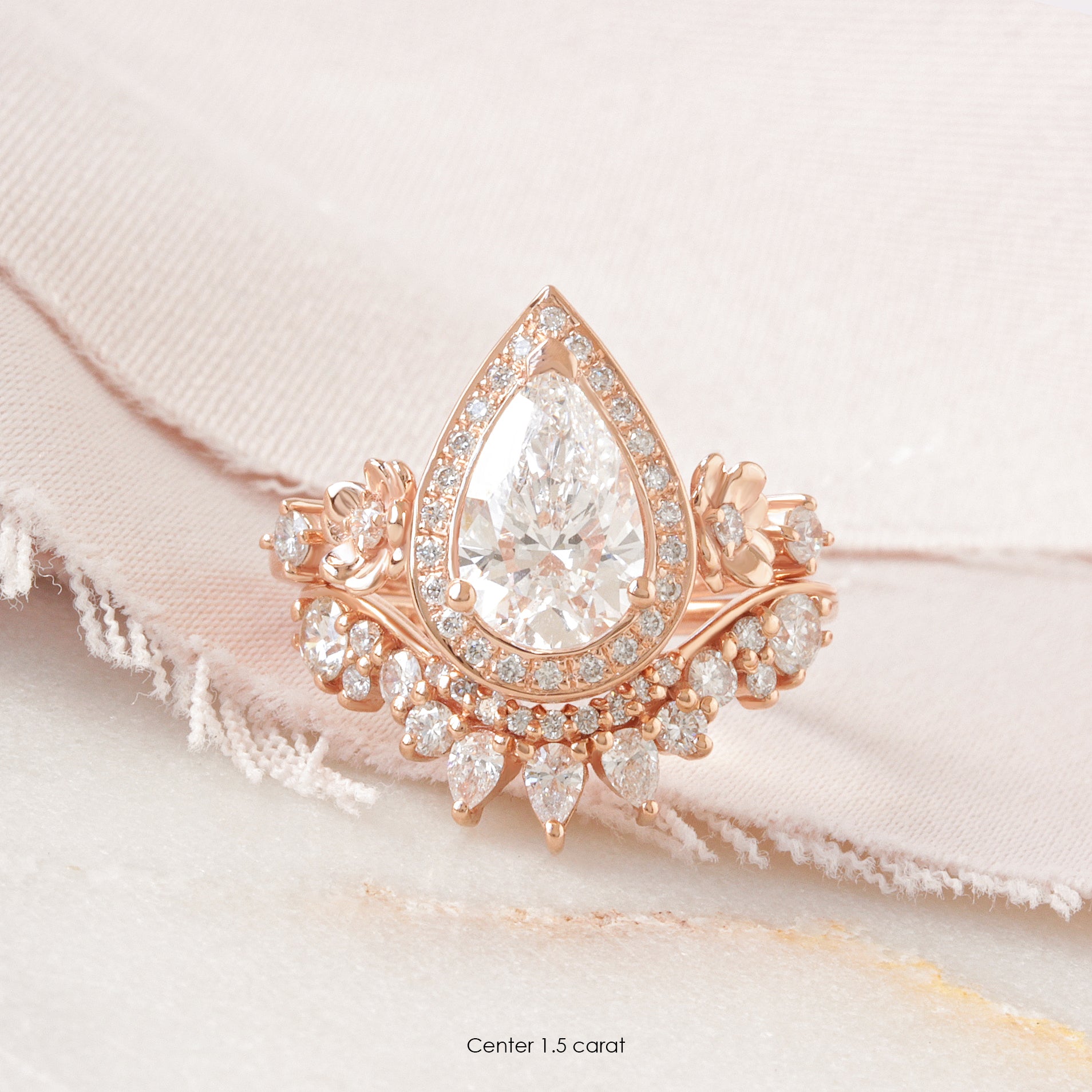 Pear Diamond 1.50ct Floral Engagement Ring - "Antheia" ♥