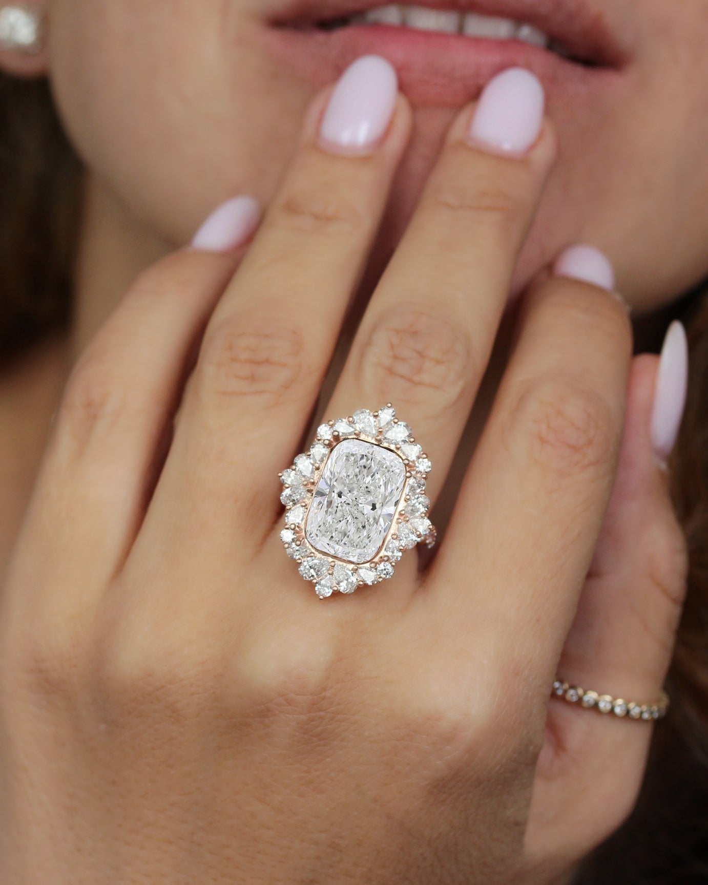 12ct Cushion Cut Diamond Engagement Ring - Victorian Avant Garde High Jewelry Statement Engagement Ring, big diamond ring, 12ct cushion diamond ring, unique engagement ring set