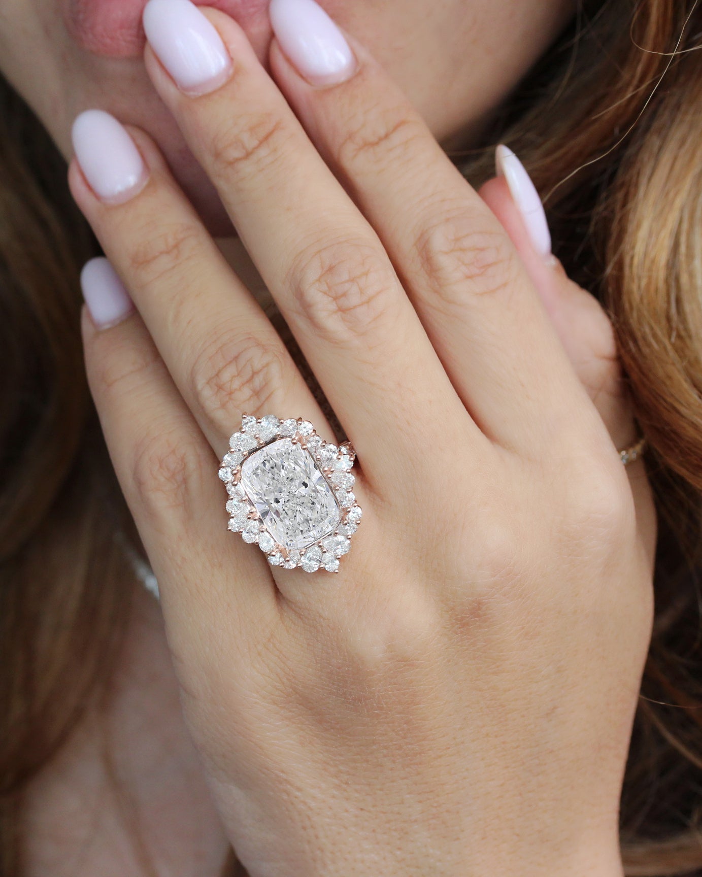 12ct Cushion Cut Diamond Engagement Ring - Victorian Avant Garde High Jewelry Statement Engagement Ring, big diamond ring, 12ct cushion diamond ring, unique engagement ring set