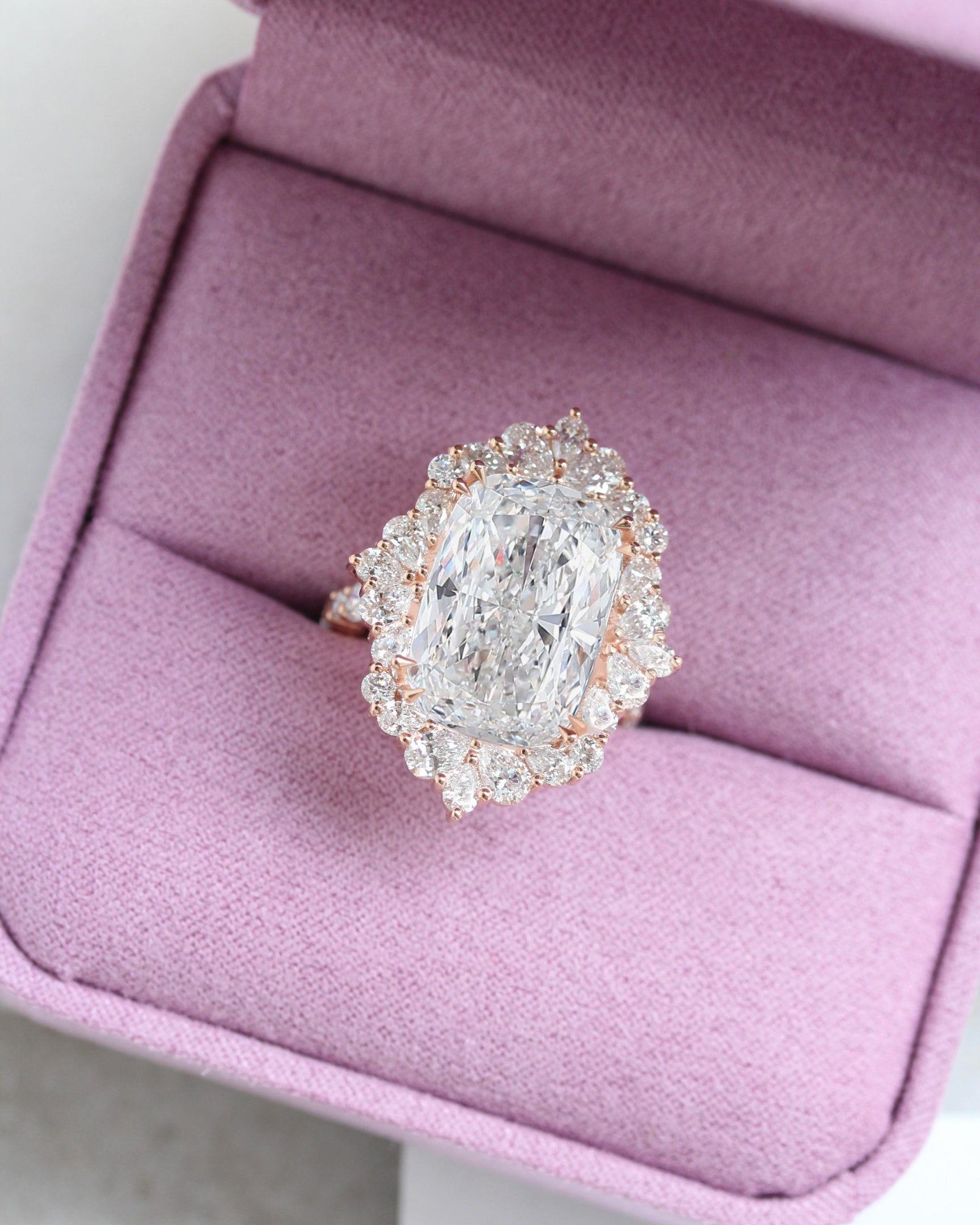 12ct Cushion Cut Diamond Engagement Ring - Victorian Avant Garde High Jewelry Statement Engagement Ring, big diamond ring, 12ct cushion diamond ring, unique engagement ring set