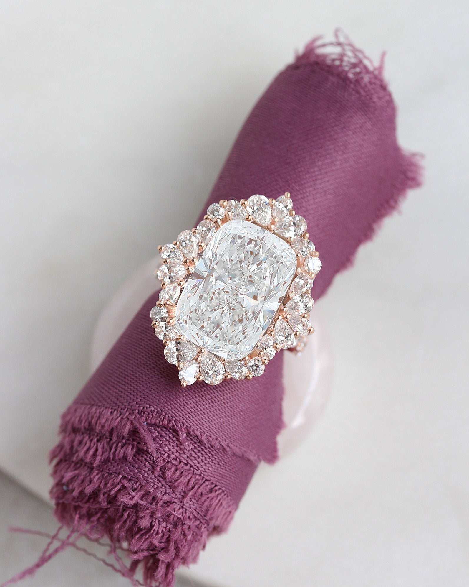 12ct Cushion Cut Diamond Engagement Ring - Victorian Avant Garde High Jewelry Statement Engagement Ring, big diamond ring, 12ct cushion diamond ring, unique engagement ring set