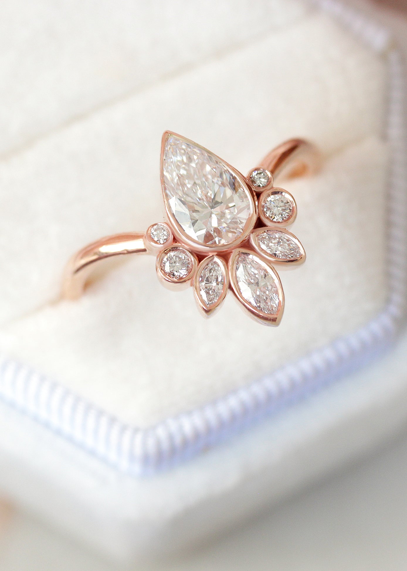 1 Carat Pear Diamond all Bezel Set Engagement Ring Haley