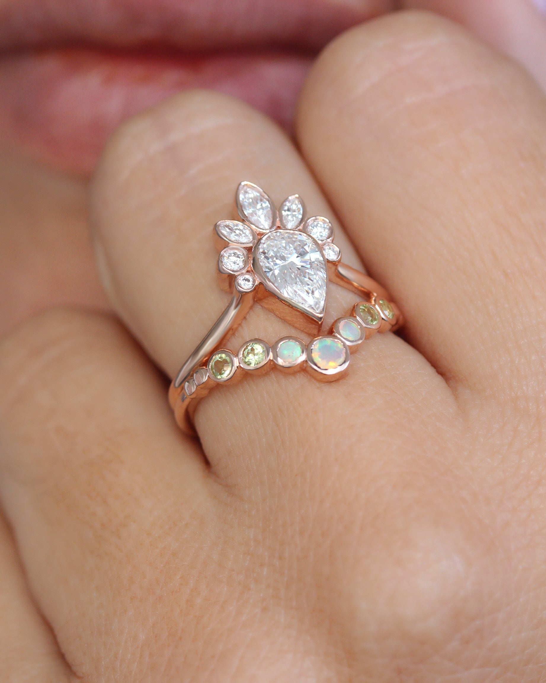 1 Carat Pear Diamond all Bezel Set Engagement Ring Haley