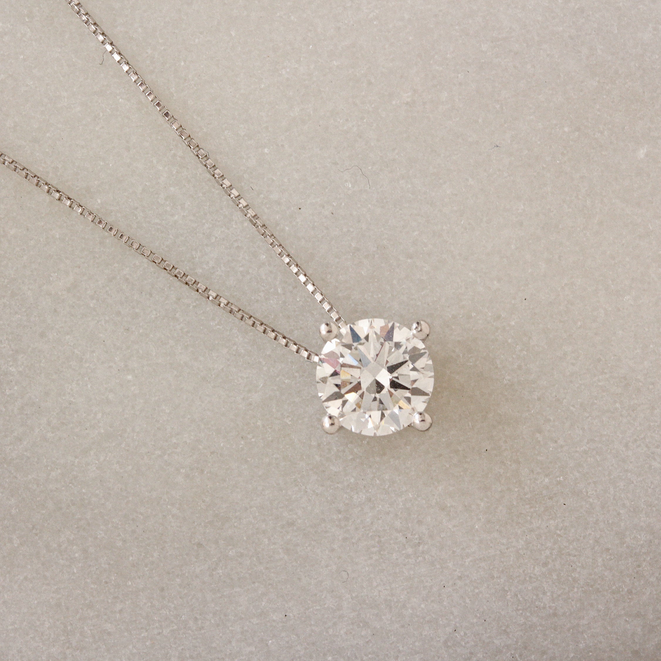 1CT Round Diamond Prong Setting Solitaire Pendant Necklace Arya