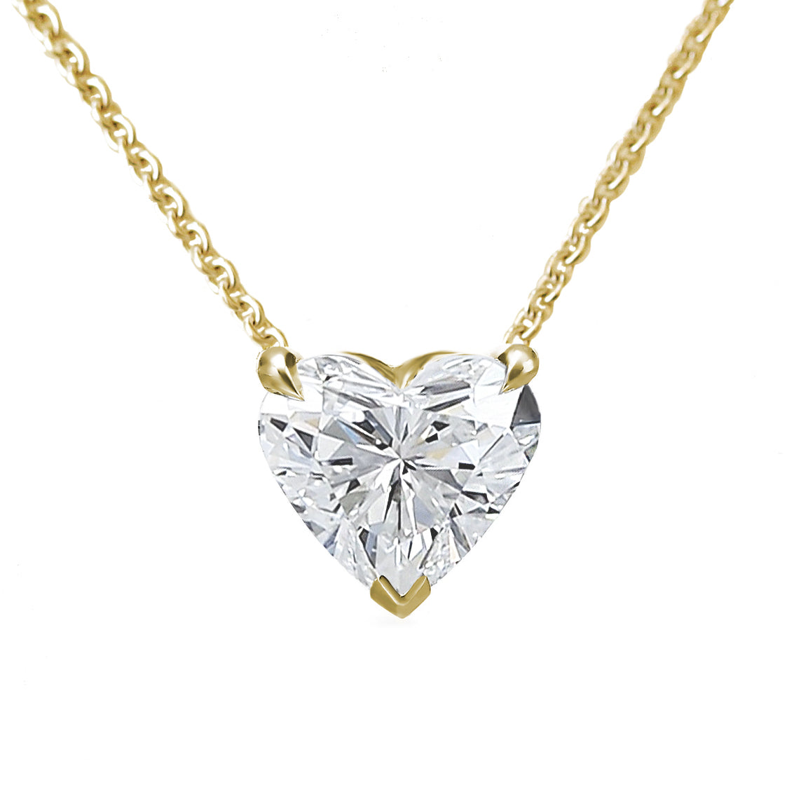 Heart Shape Diamond 1ct / 2ct / 3ct Solitaire Necklace