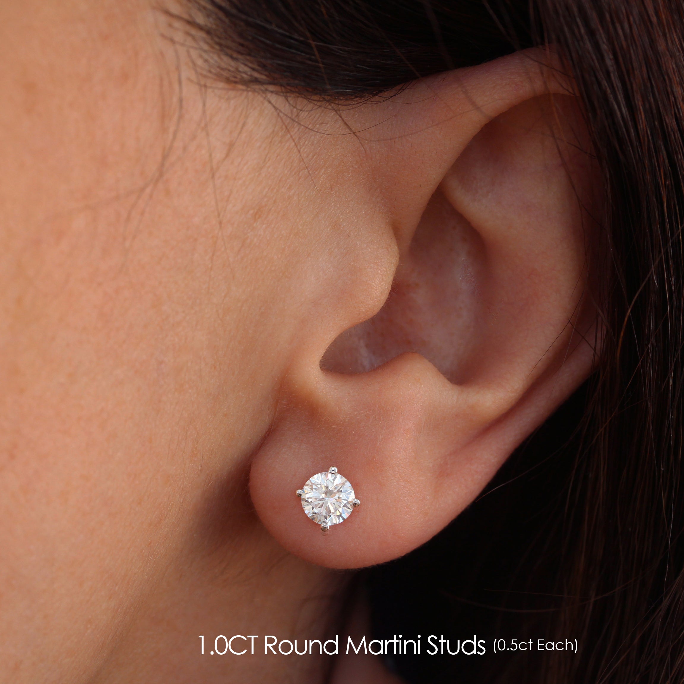 1CT Lab Diamond Martini Stud Earrings Arya GIFT