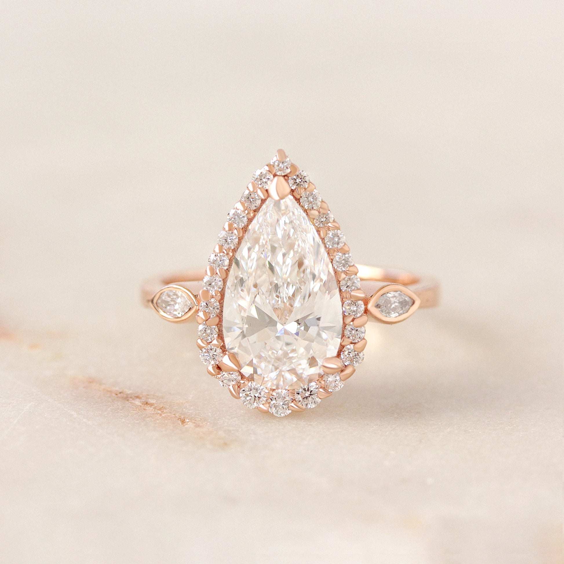 2.5ct Pear Shape Diamond Halo Engagement Ring Zoe