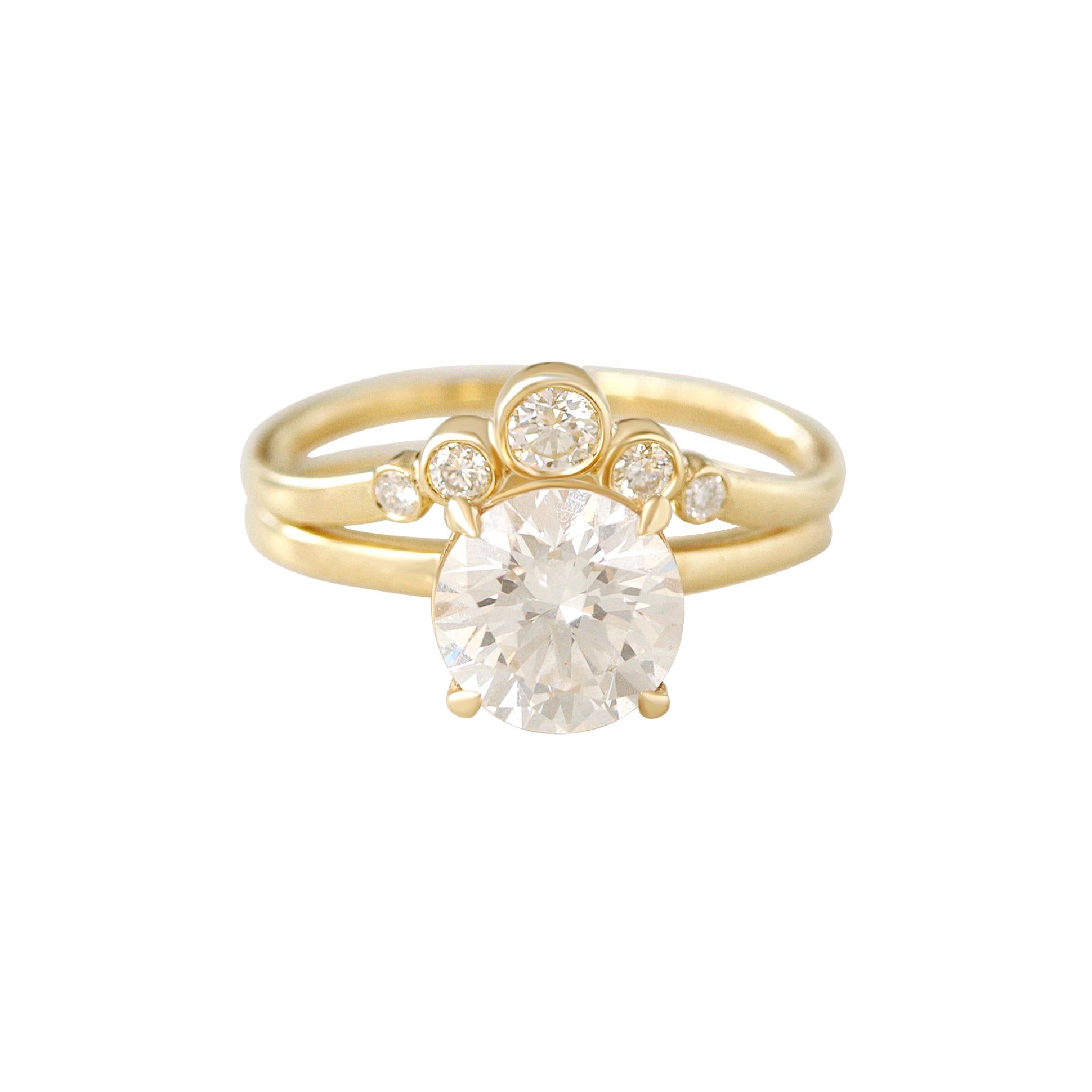2 Carat Lab Diamond Simple Solitaire Ring and Matching Nesting Ring