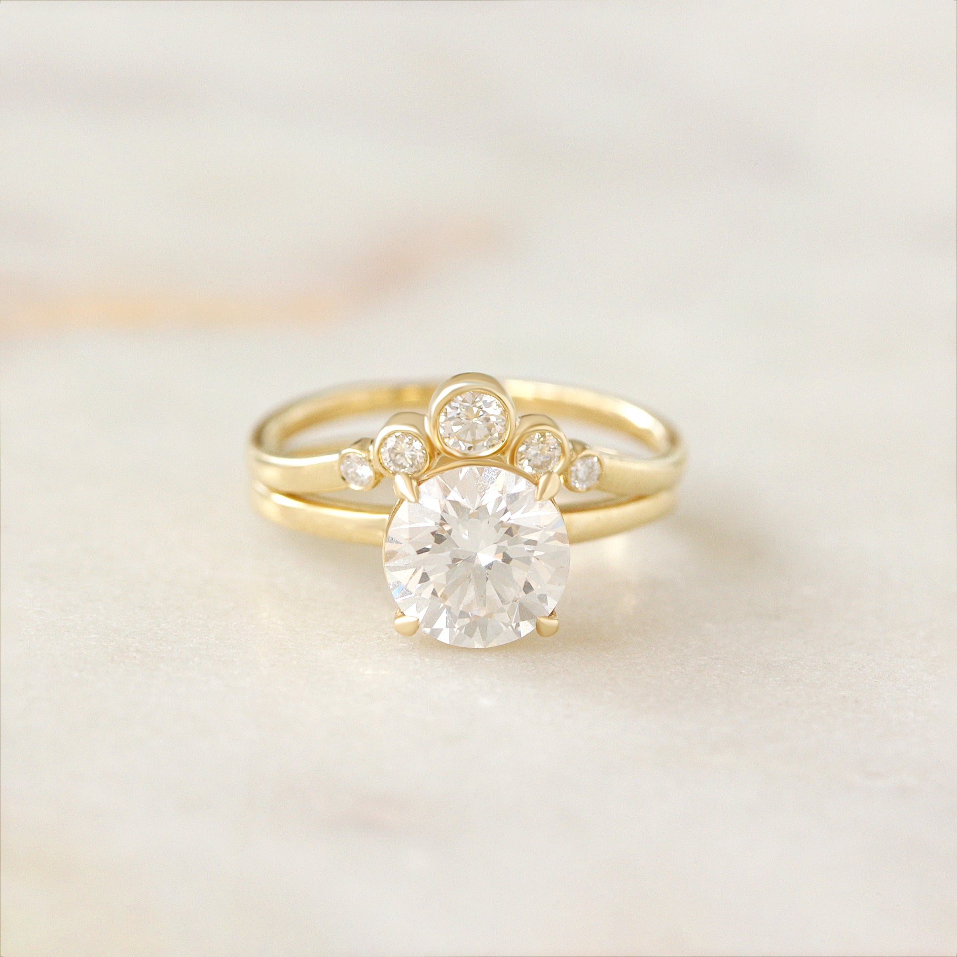 2 Carat Lab Diamond Simple Solitaire Ring and Matching Nesting Ring