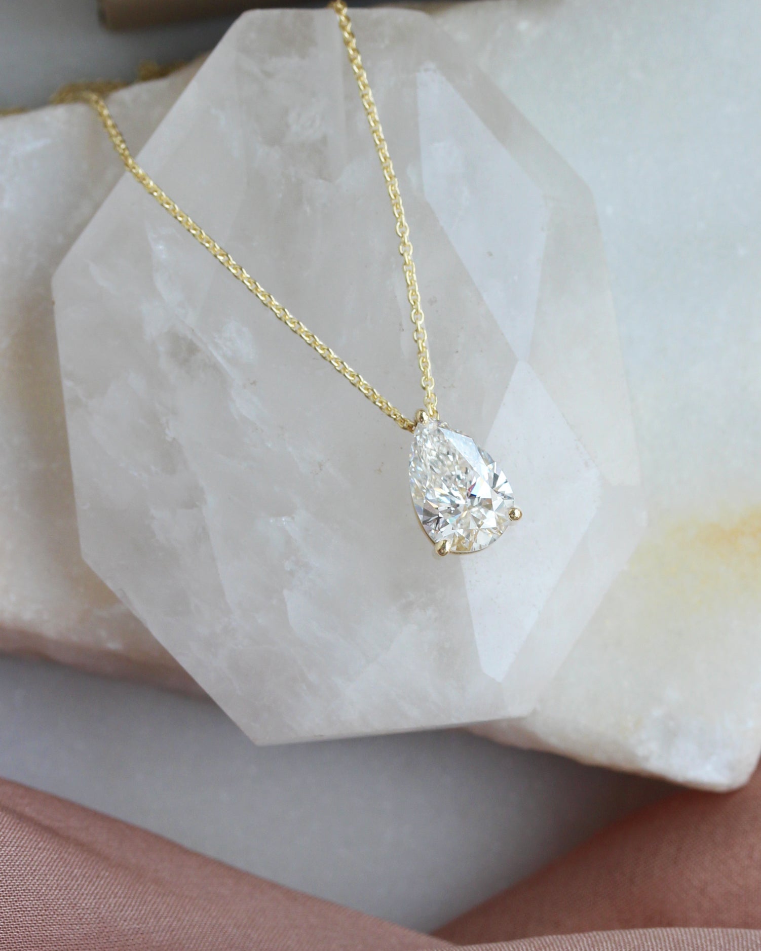 2CT Pear Diamond Prong Setting Solitaire Pendant Necklace Arya