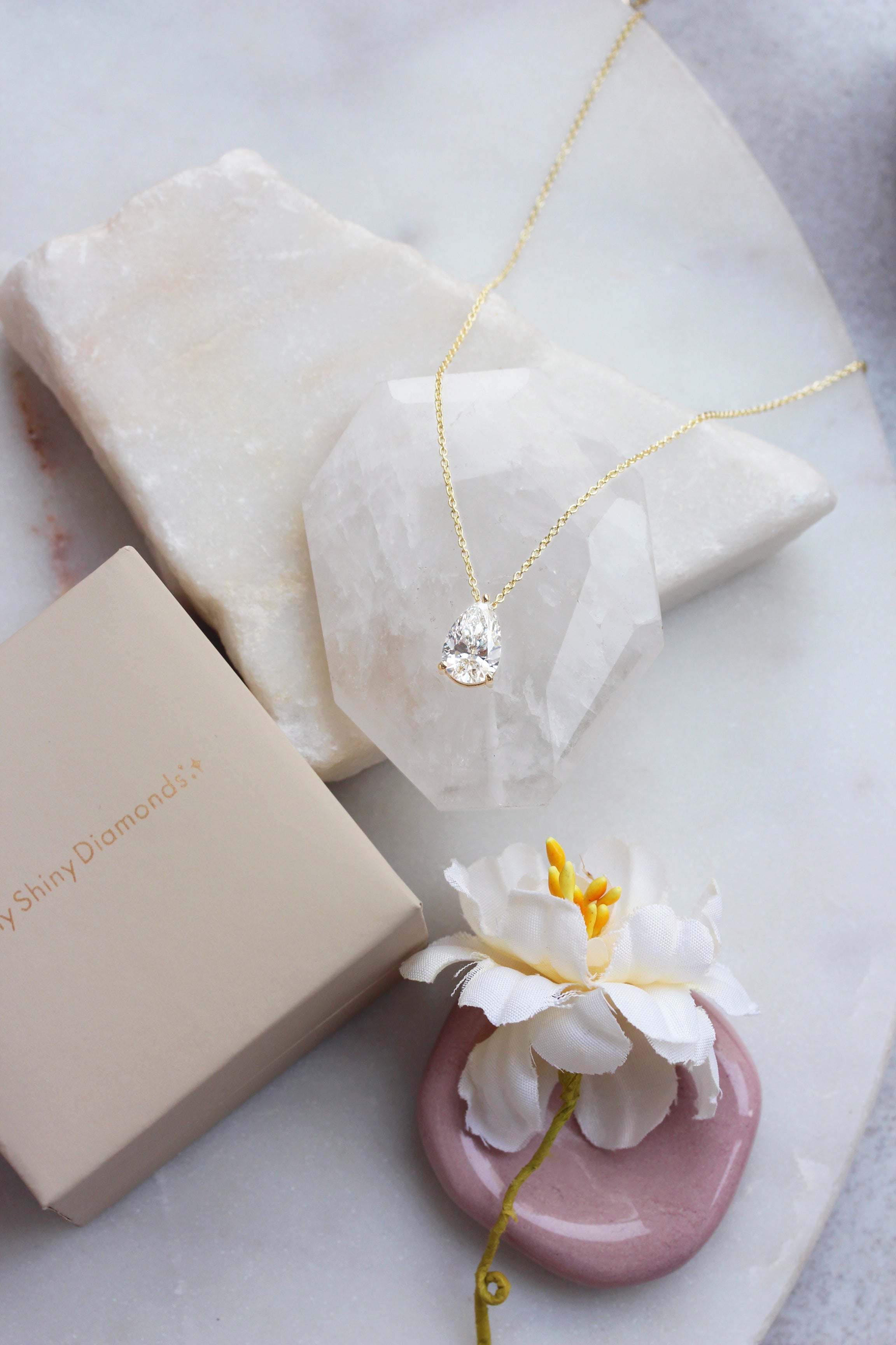 2CT Pear Diamond Prong Setting Solitaire Pendant Necklace Arya