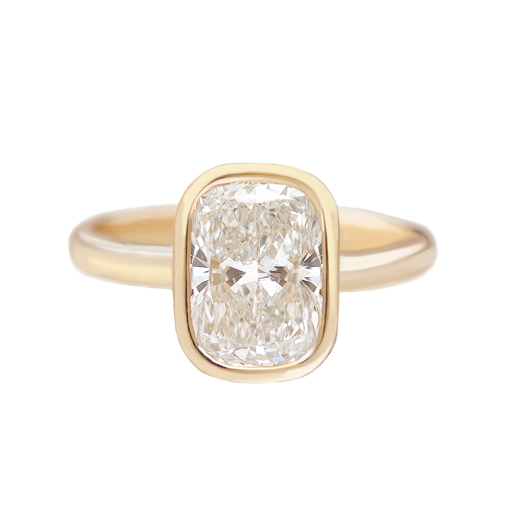 Cushion Cut Solitaire Bezel Set Diamond Engagement Ring - Grace
