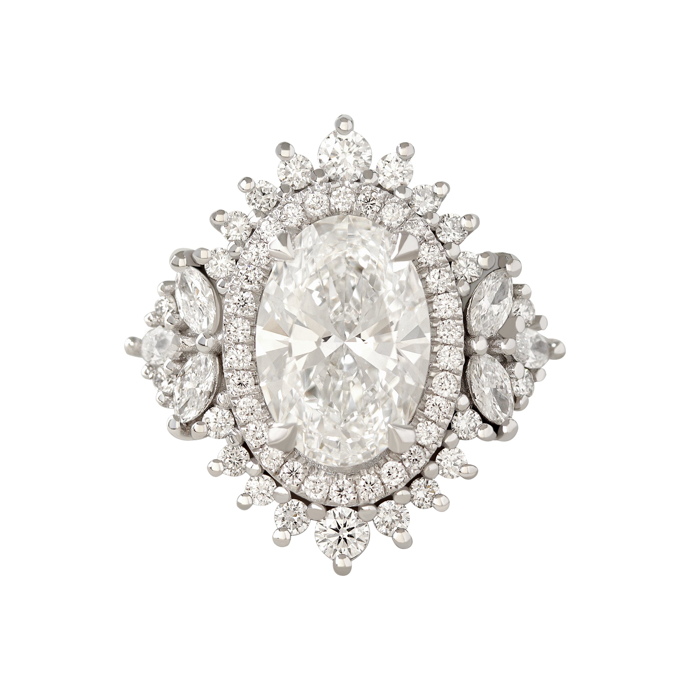 3CT Oval Diamond Double Halo Unique Engagement Ring Monaco, diamonds, white gold, oval diamond