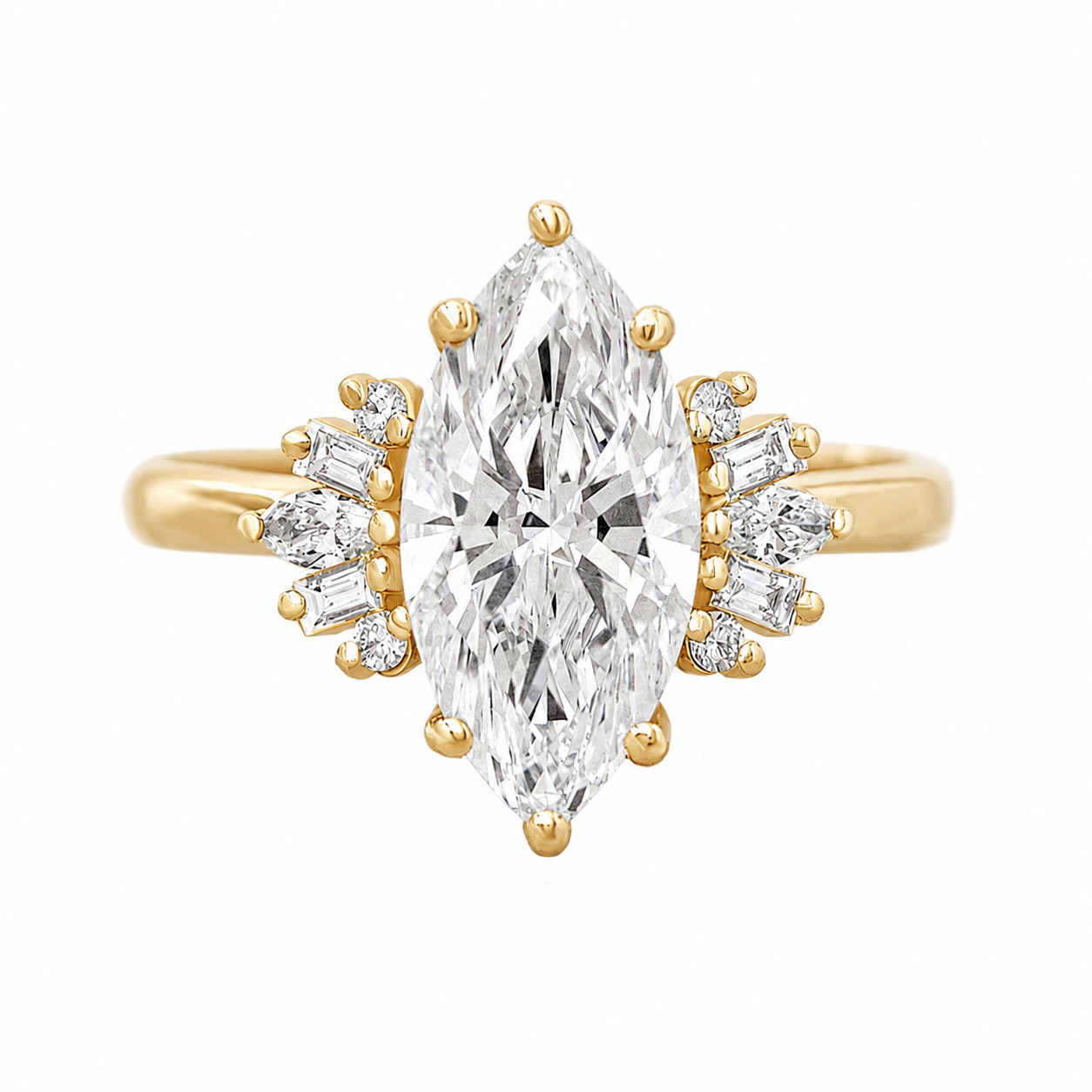 3CT Marquise Lab Diamond Modern Engagement Ring - Ashley