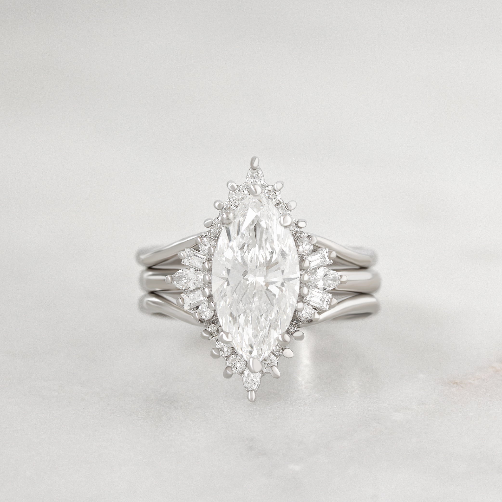 3 carat marquise diamond engagement ring white gold three ring set