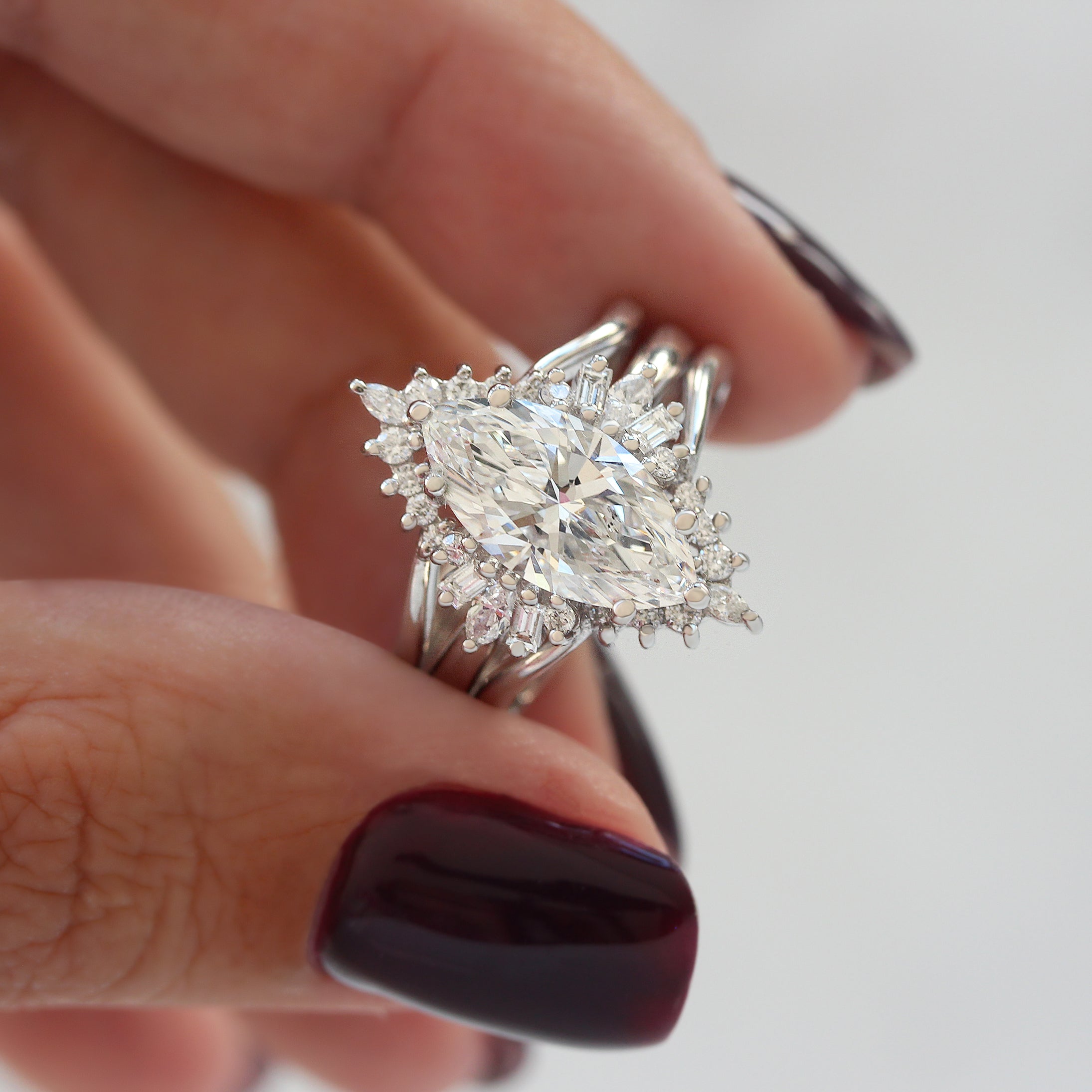 3 carat marquise diamond engagement ring white gold three ring set