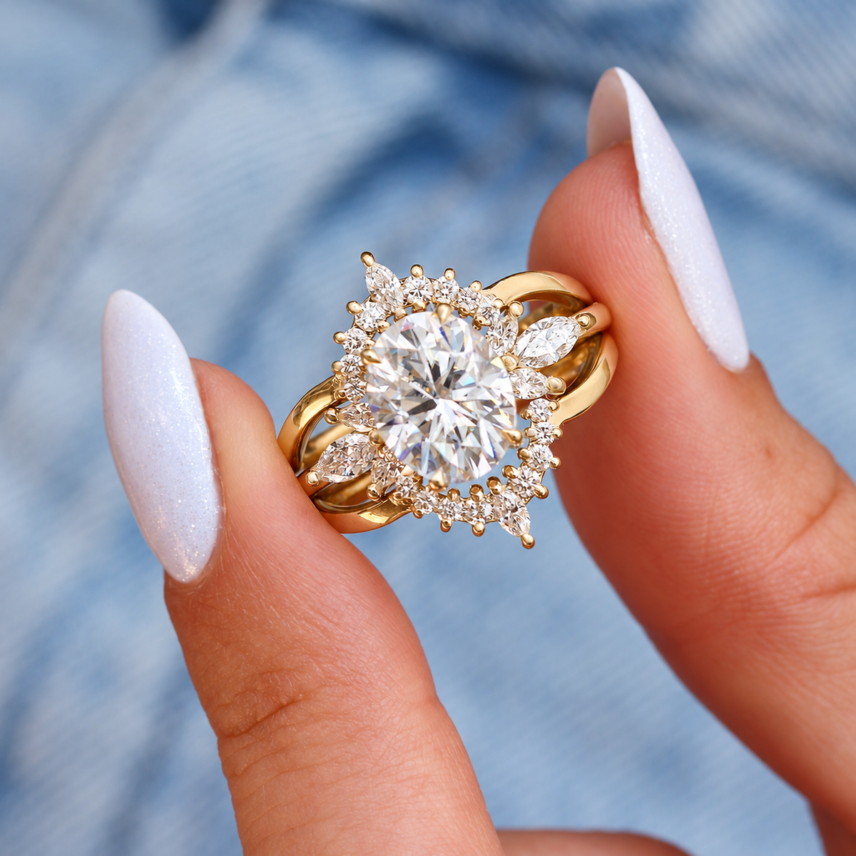 big oval diamond unique engagement ring yellow gold athena