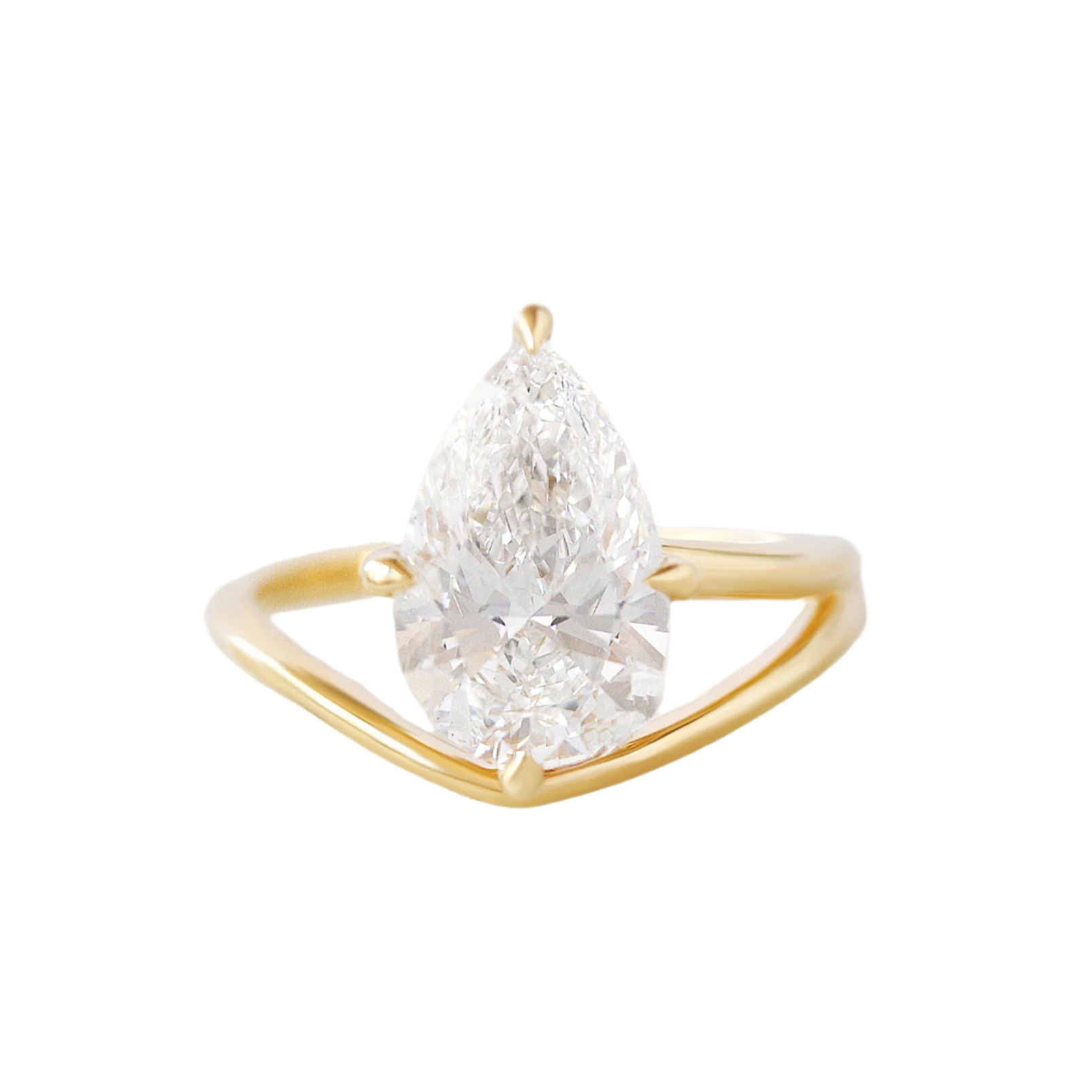 3 Carat Pear Shaped Diamond Engagement Ring with Hidden Halo - Minimalist Modern Solitaire Band - Jadore