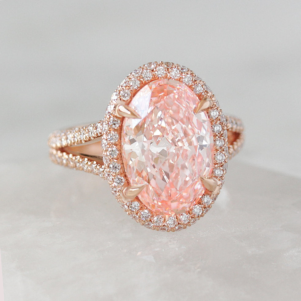 4.5ct Oval Pink Diamond Micro Pave Diamond Engagement Ring Petra