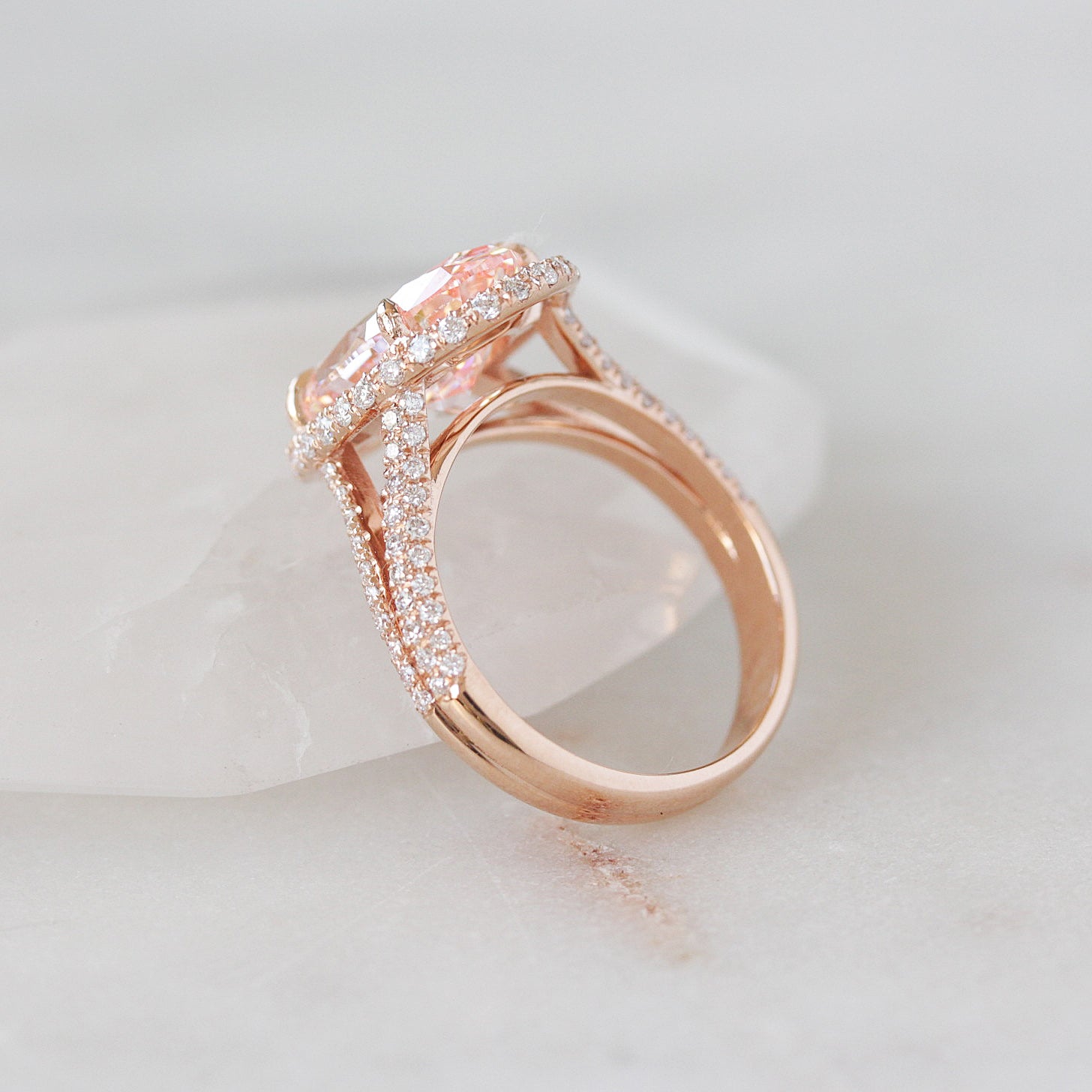 4.5ct Oval Pink Diamond Micro Pave Diamond Engagement Ring Petra