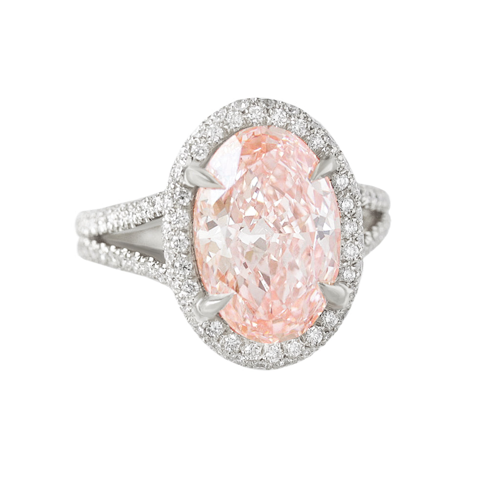 4.5ct Oval Pink Diamond Micro Pave Diamond Engagement Ring Petra