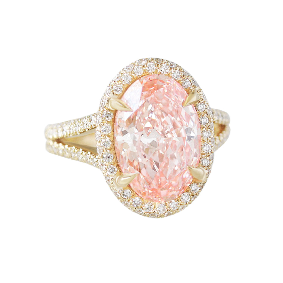 4.5ct Oval Pink Diamond Micro Pave Diamond Engagement Ring Petra
