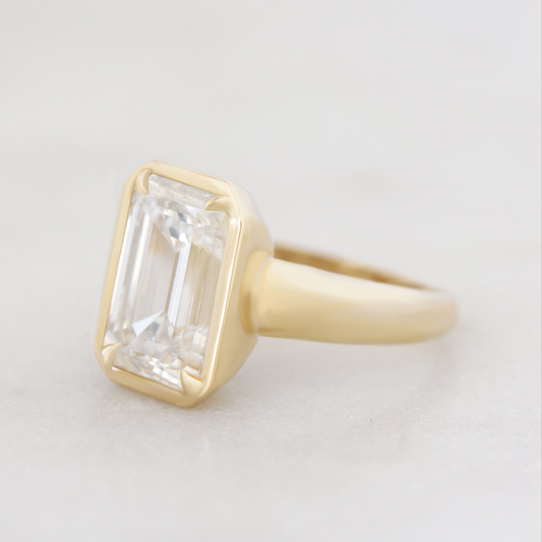 5CT Emerald Cut Solitaire Diamond Engagement Ring Wide Band Kara