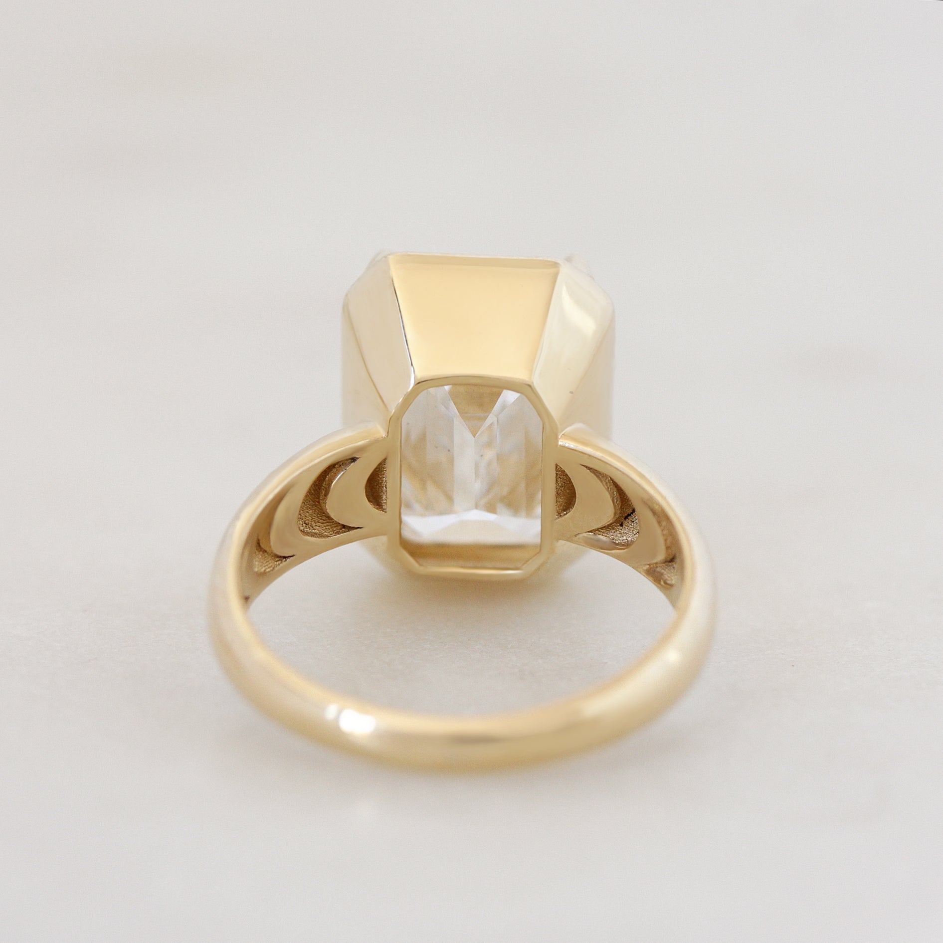 5CT Emerald Cut Solitaire Diamond Engagement Ring Wide Band Kara