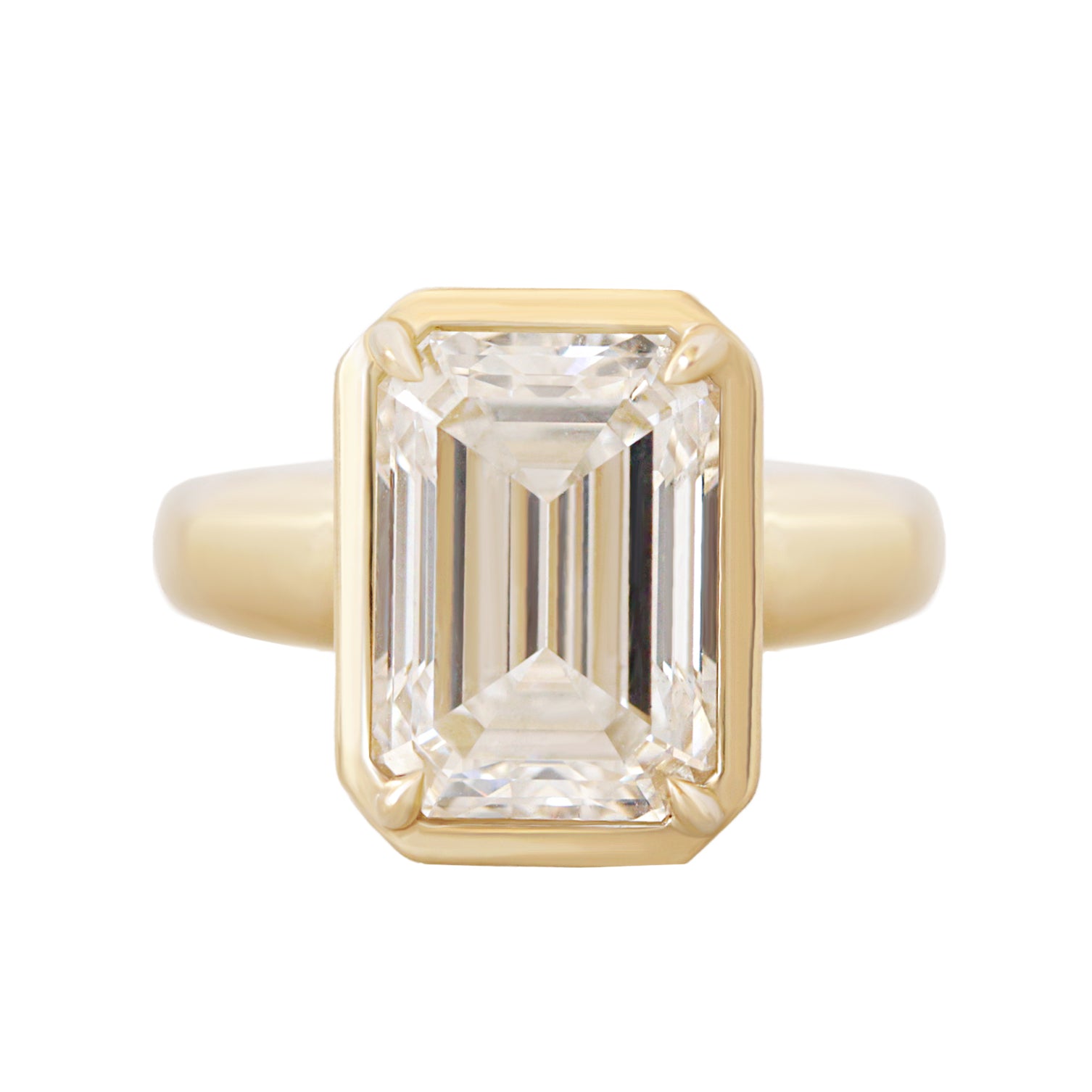 5CT Emerald Cut Solitaire Diamond Engagement Ring Wide Band Kara