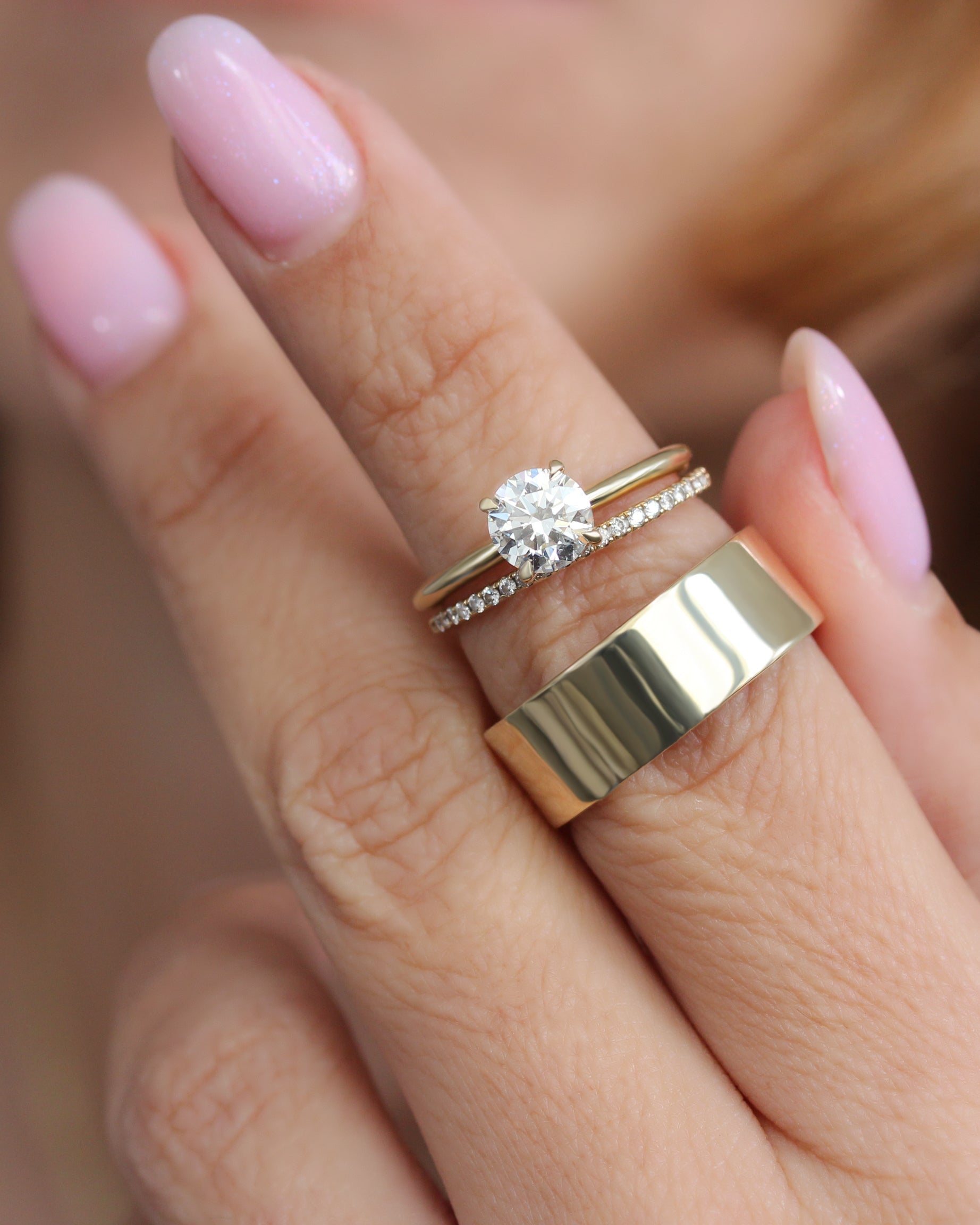 8mm Gold Cigar Band - Chunky Bold Gold Wedding Ring - Unisex