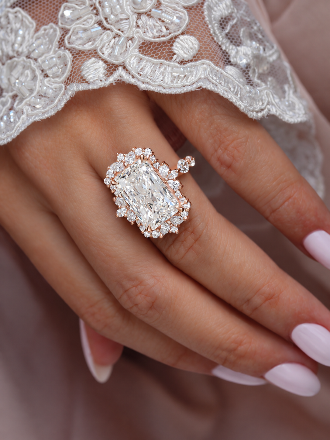9ct Radiant Lab Grown Diamond Statement Royal Engagement Ring - Venice