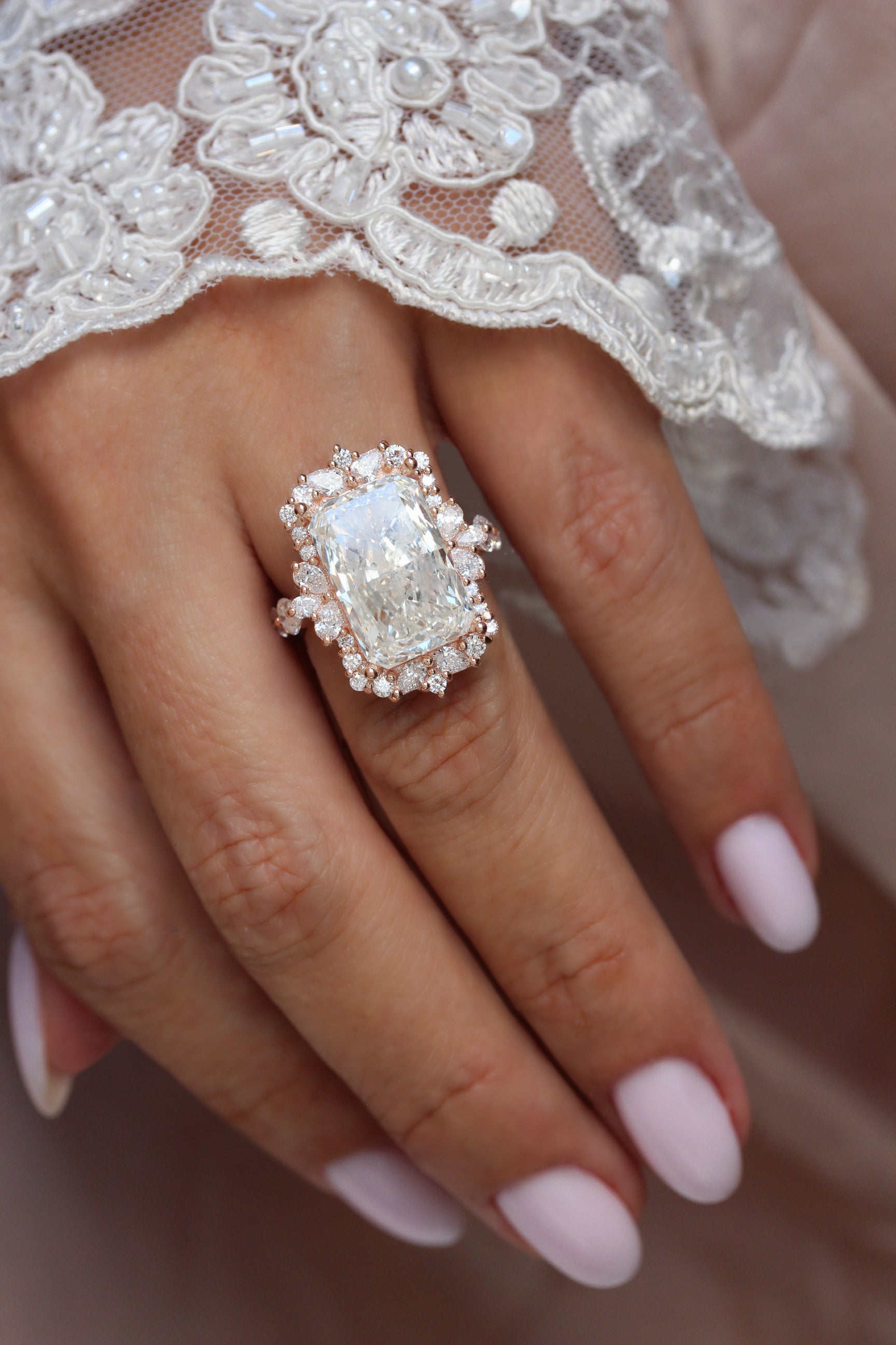 9ct Radiant Lab Grown Diamond Statement Ballerina Royal Engagement Ring - Venice