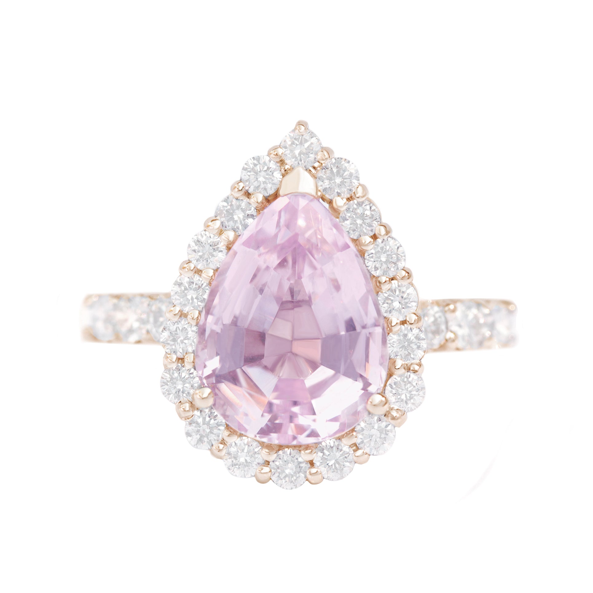 2 Carat Bug Pink Pear Morganite & Diamonds Engagement Ring - "Amelia" rose gold