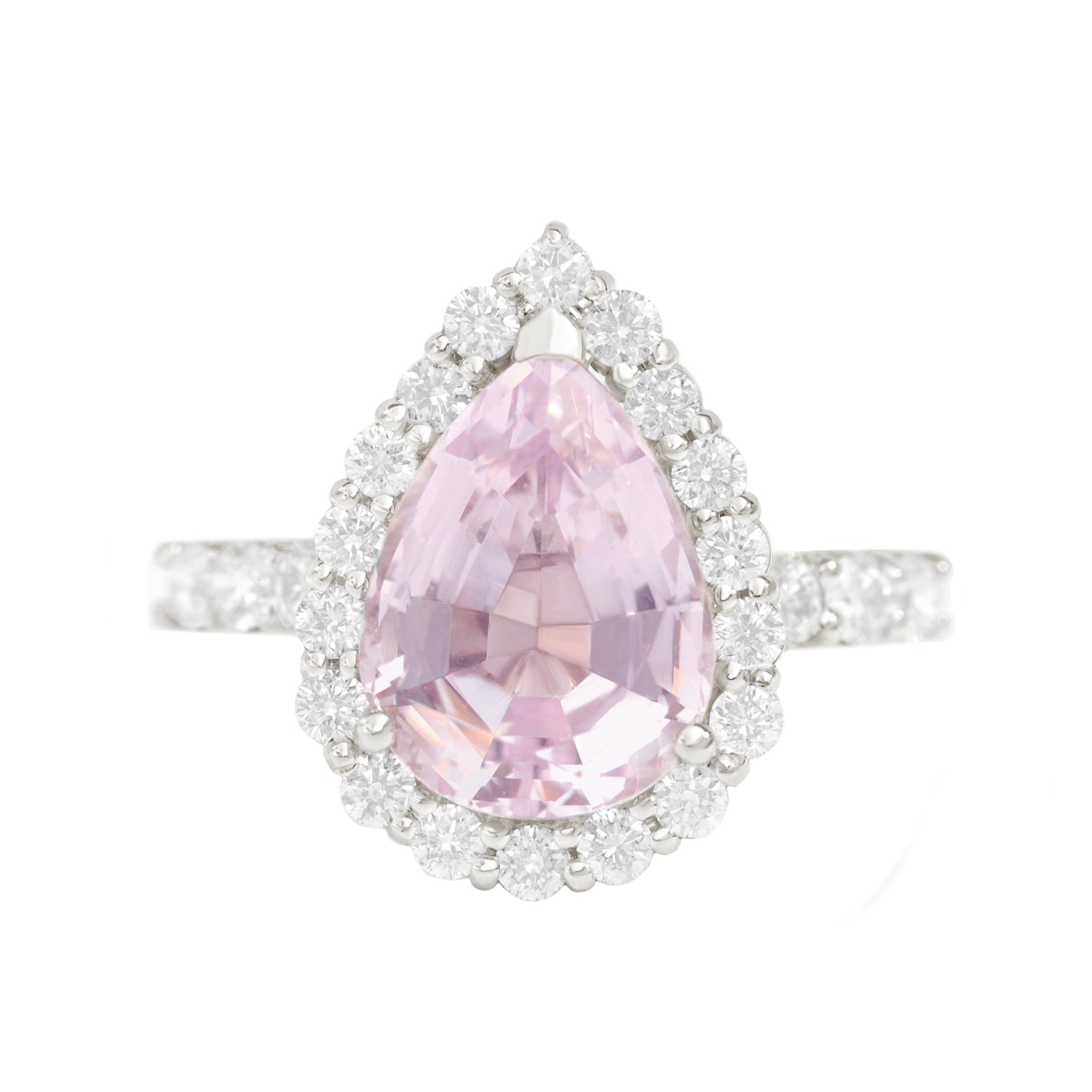 Light Pink Pear Morganite & Diamonds Engagement Ring - "Amelia"