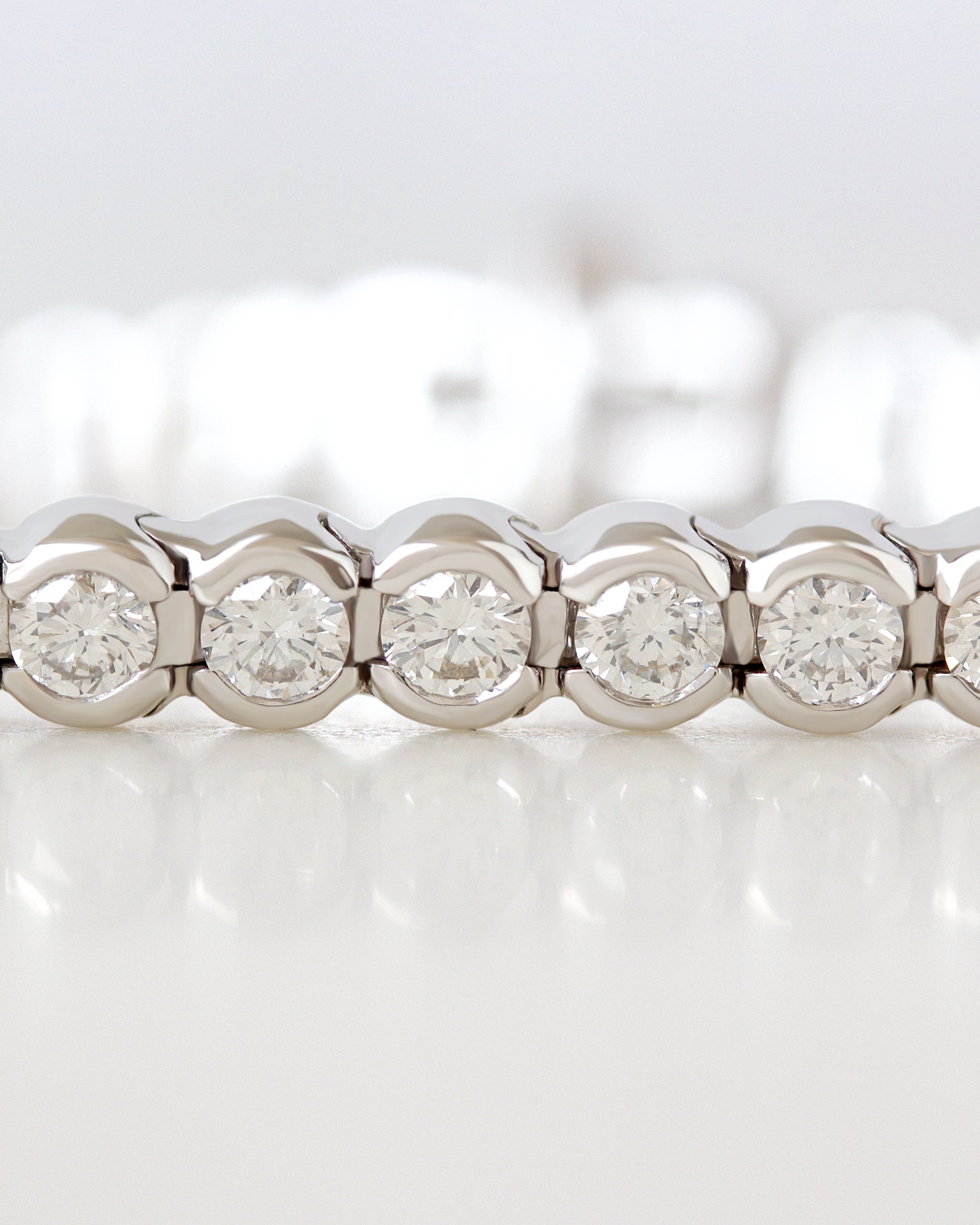 Bezel Tennis Bracelet,white gold, diamonds