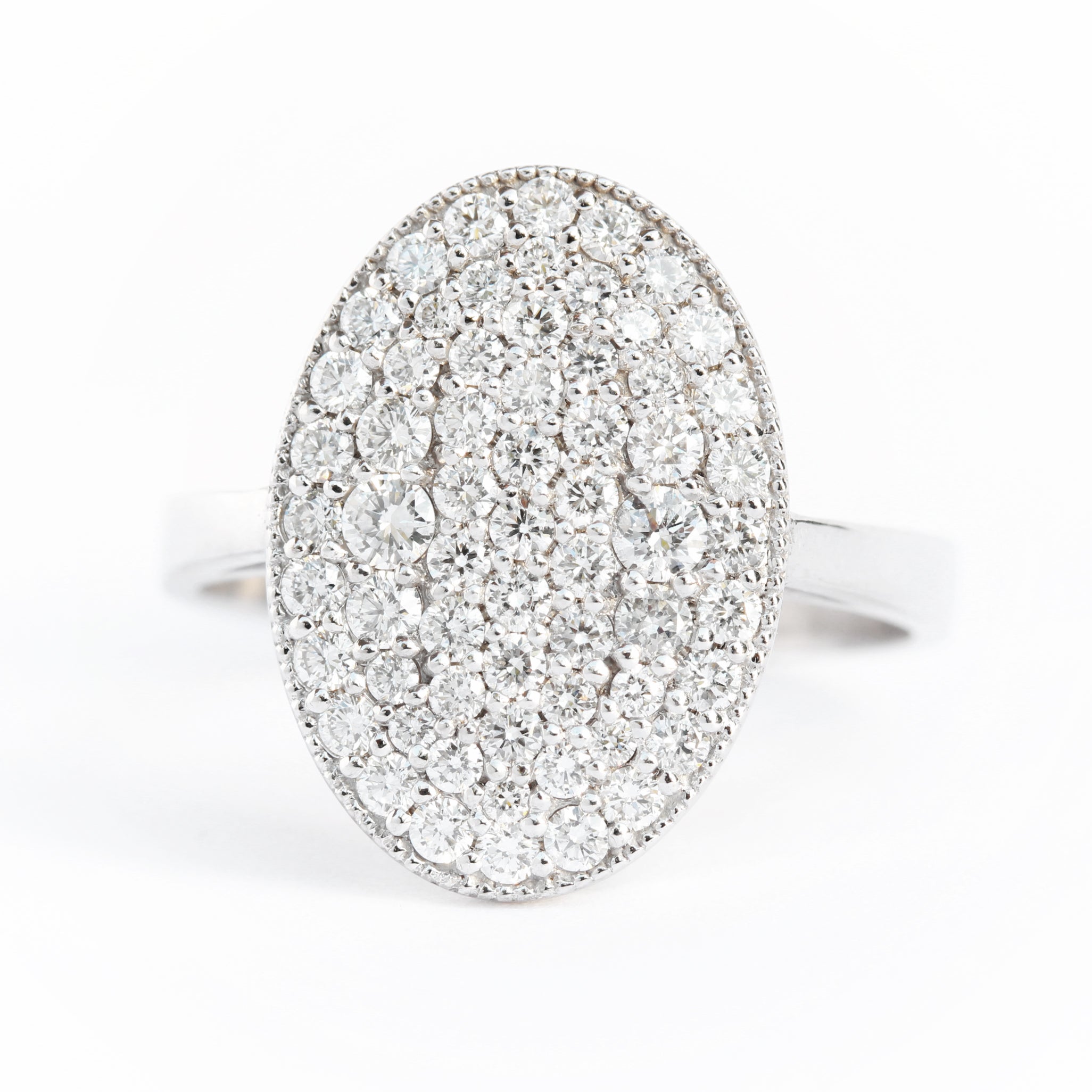 Big Oval Pave Diamond Statement Right Hand Ring