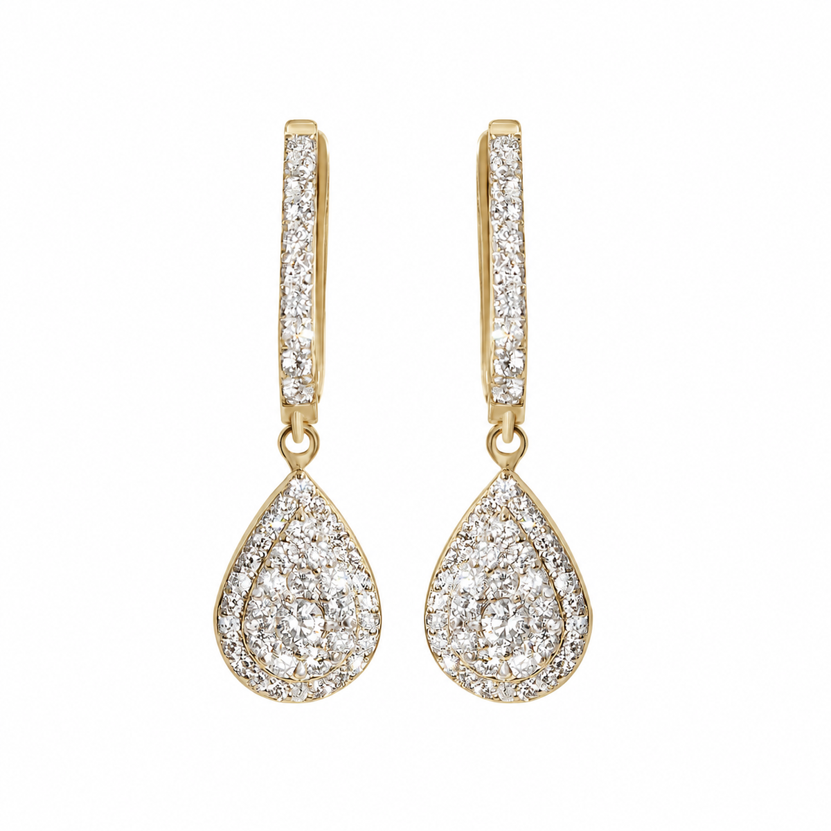 Big Pear Diamond Drops Dangle עגילים בסיסיים