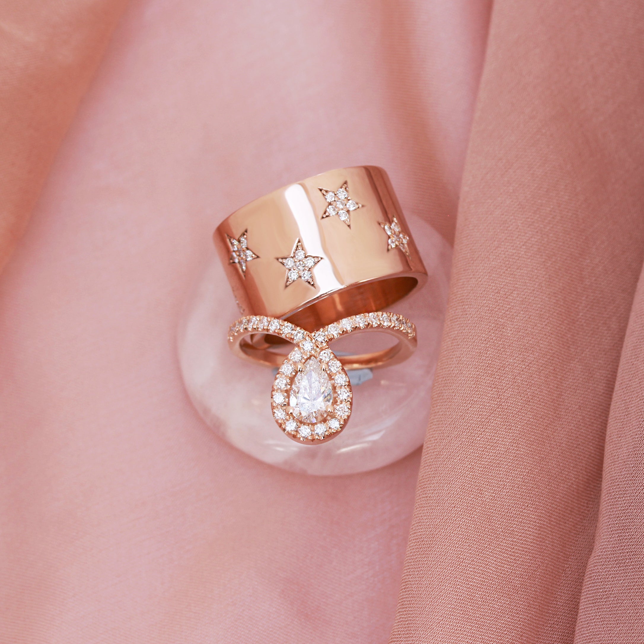 Pear Halo Diamond Unique Engagement Ring - Bliss