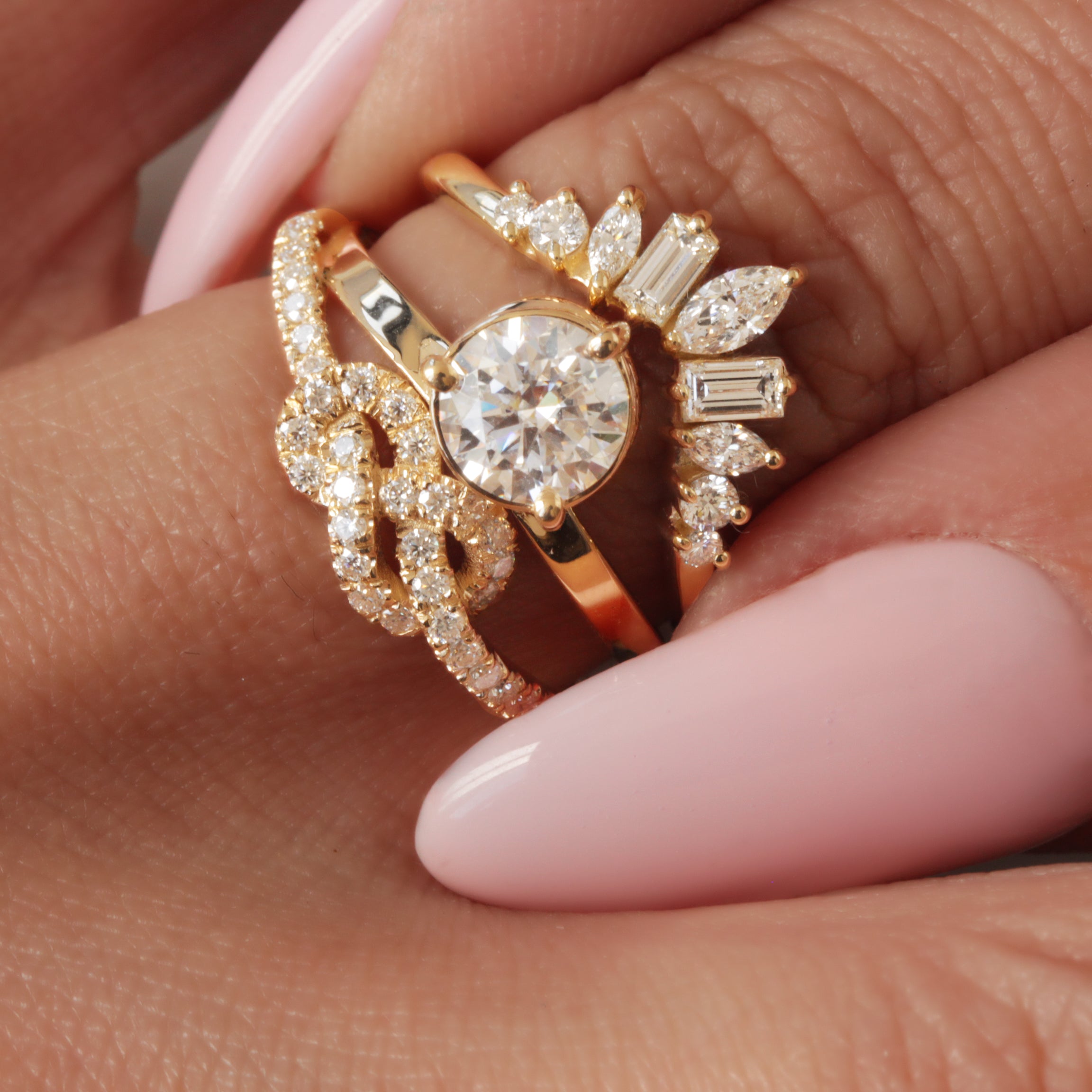 1.25CT Round Diamond Infinity Knot, crossover double engagement ring