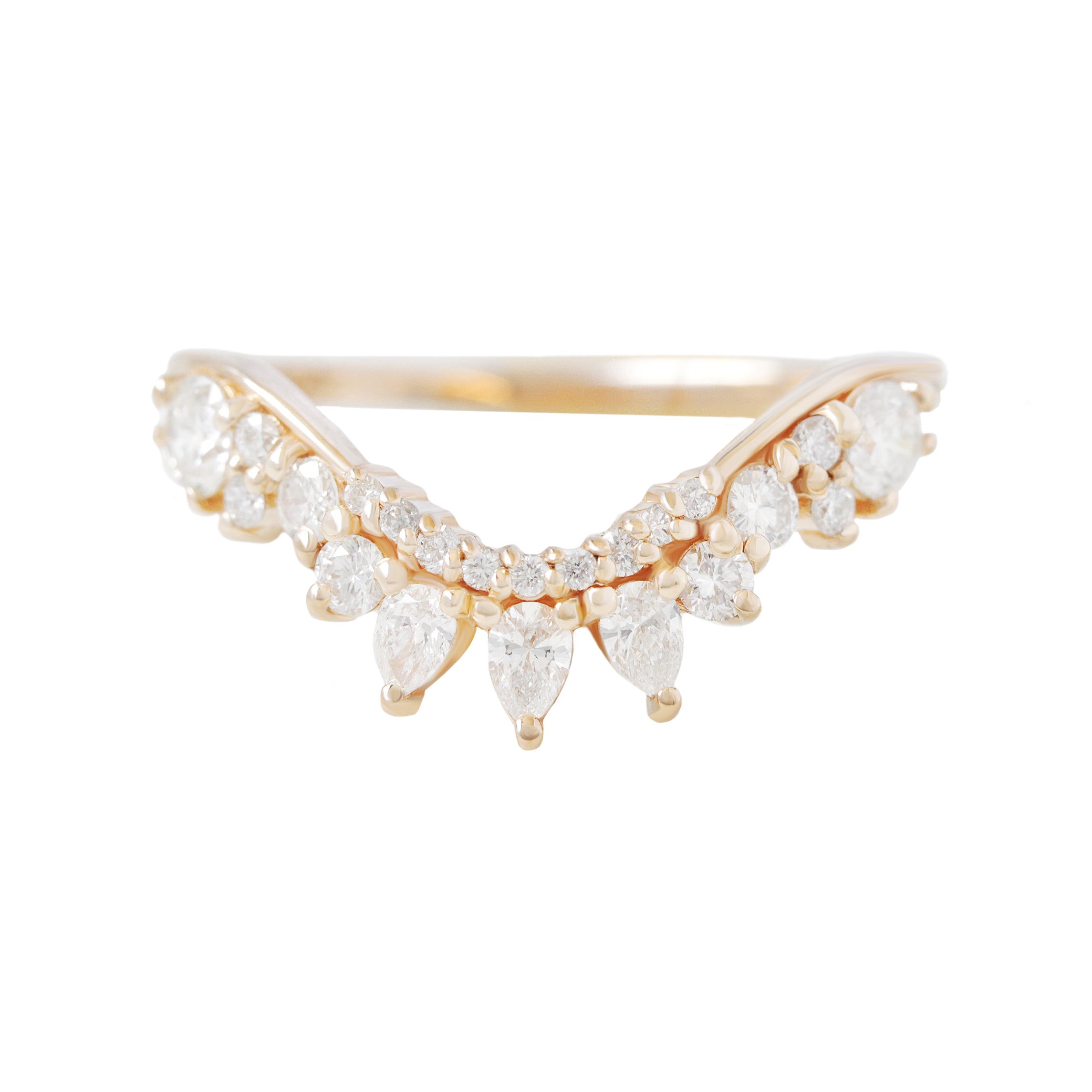 Curved Pear Diamond Wedding Nesting Stacking Ring - Valeria