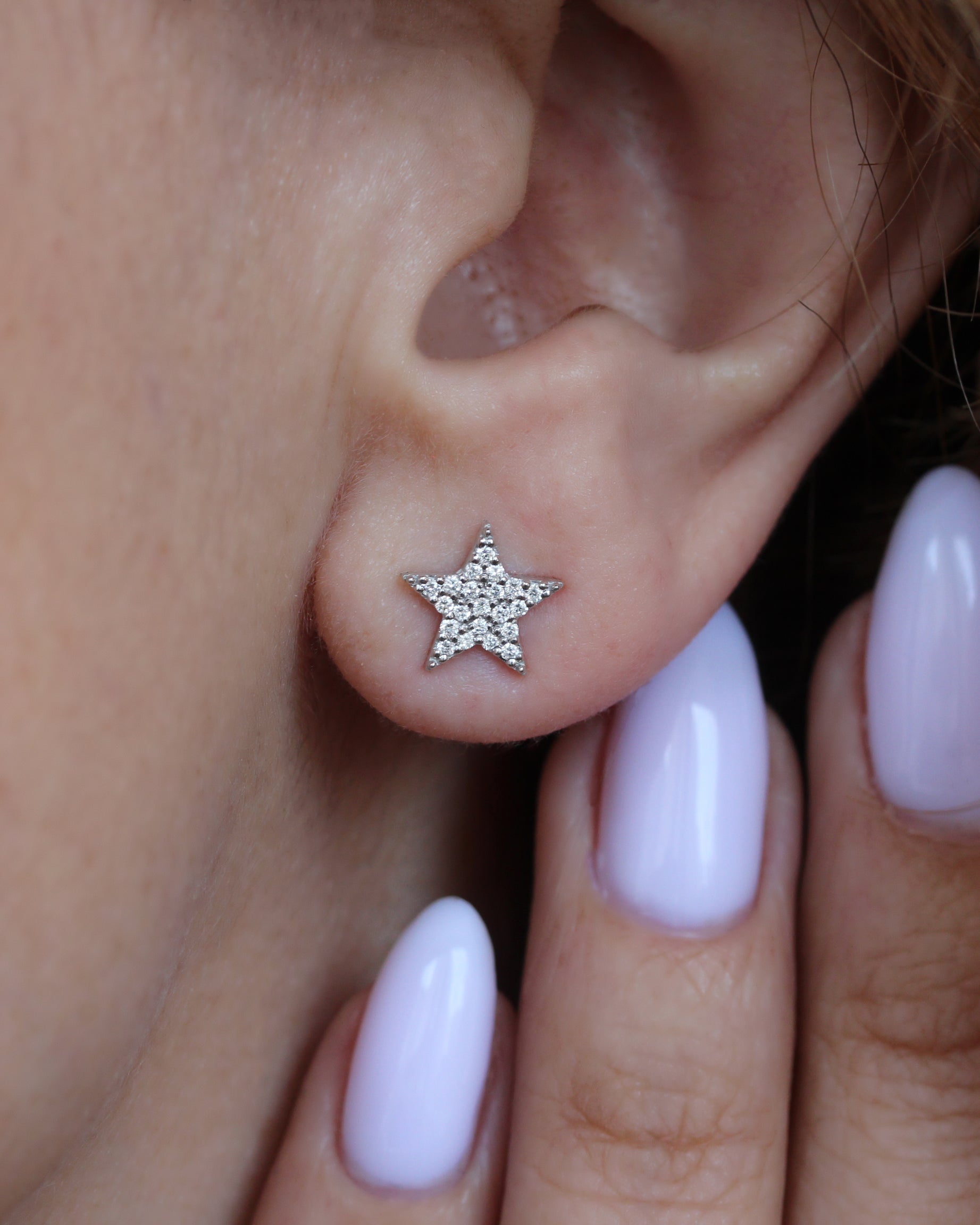 Dainty Tiny Star Diamond Stud Earrings