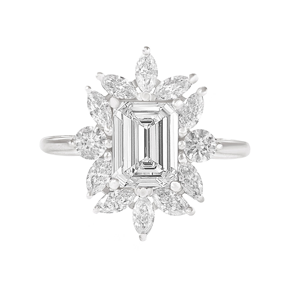 Emerald Cut 1.70 carat Diamond Royal white gold Engagement ring, Charlotte