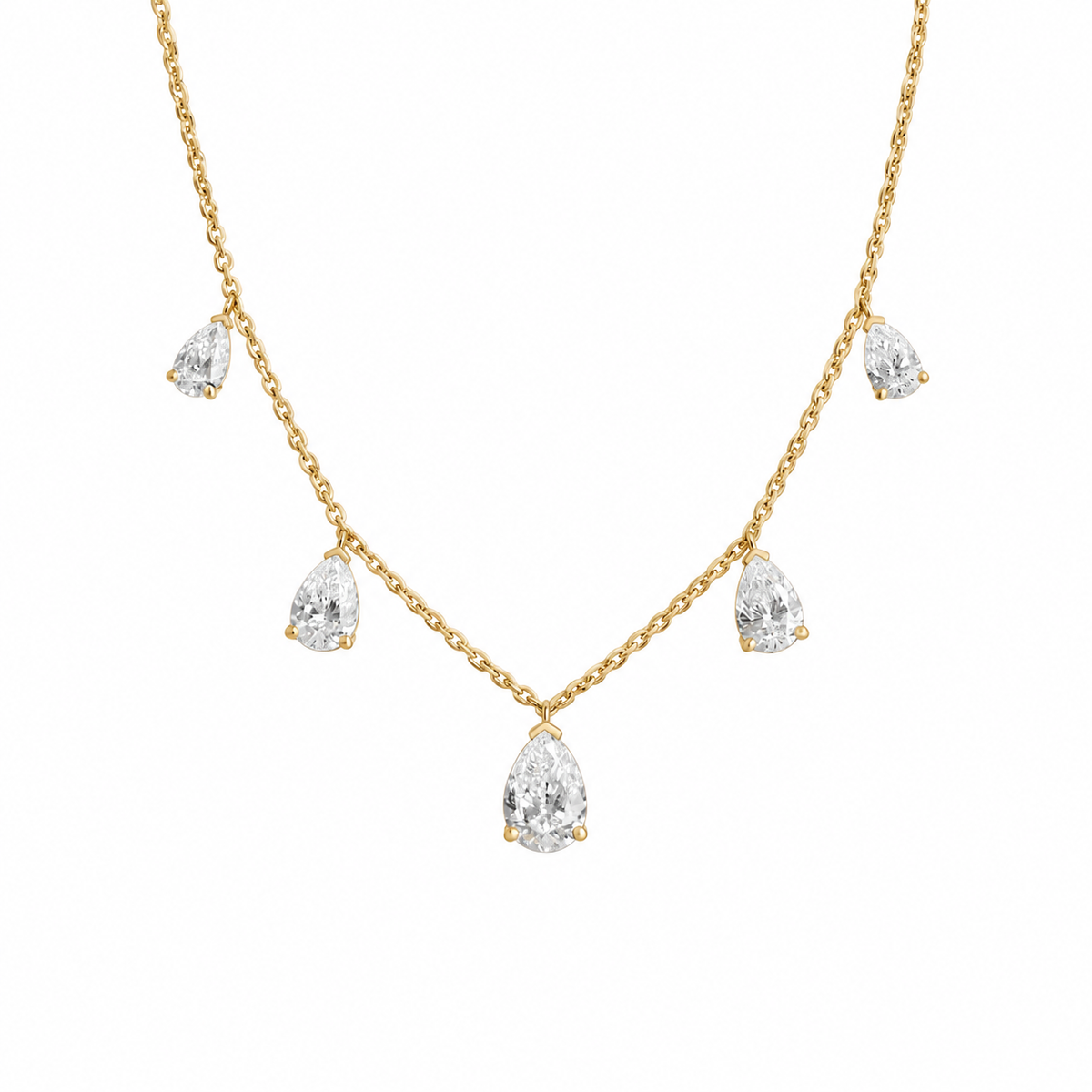 שרשרת Pave Diamonds 5 משולשים גדולים ♥