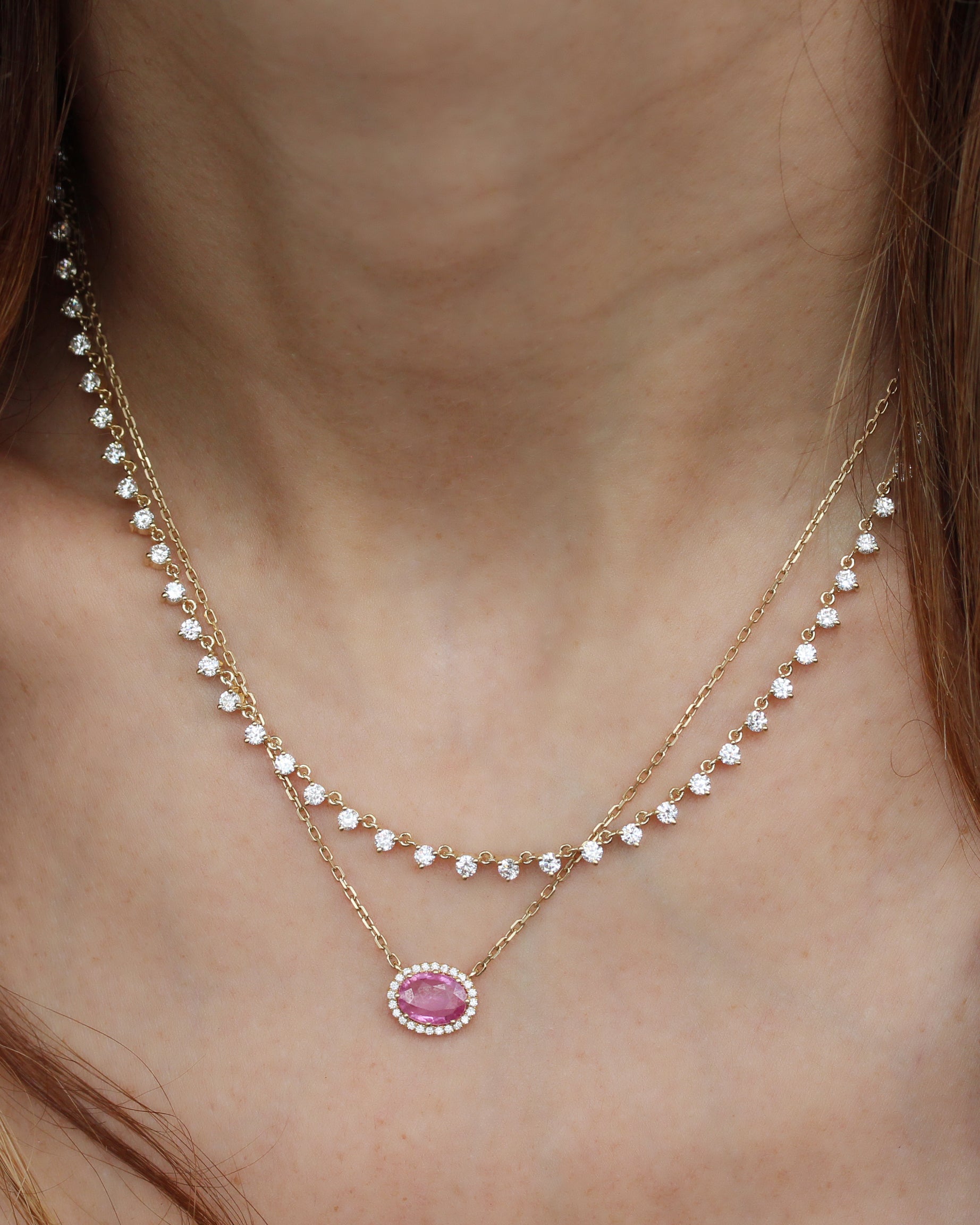 Floating Diamonds Tennis Necklace Collier 2.7ct, tennis necklace, diamond necklace