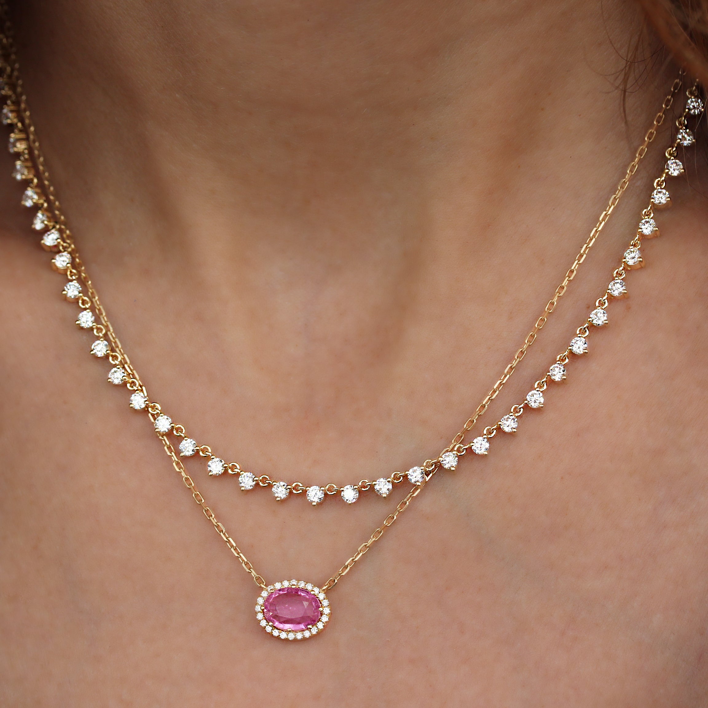 Floating Diamonds Tennis Necklace Collier 2.7ct, tennis necklace, diamond necklace